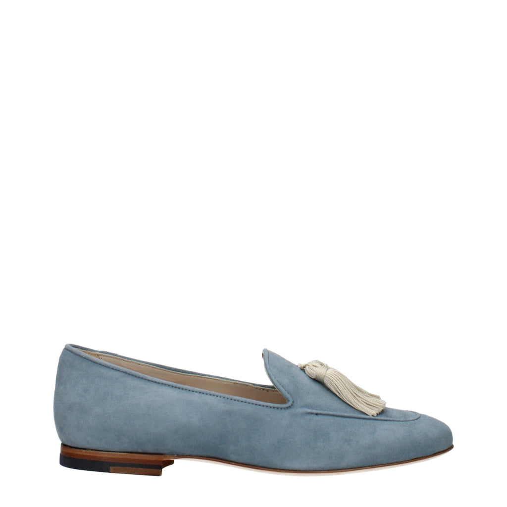 Light Blue Leather Slip-On Loafers