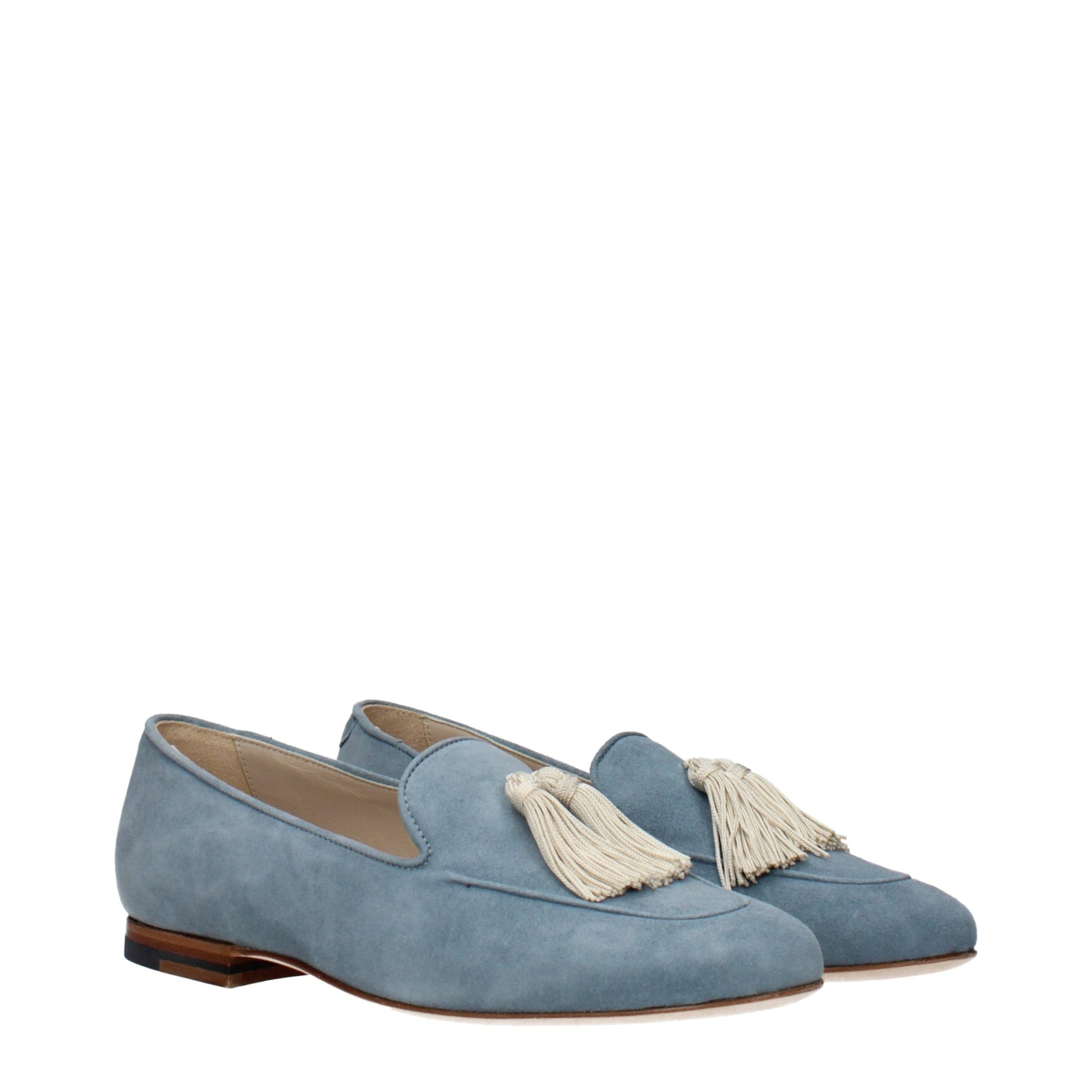 Light Blue Leather Slip-On Loafers