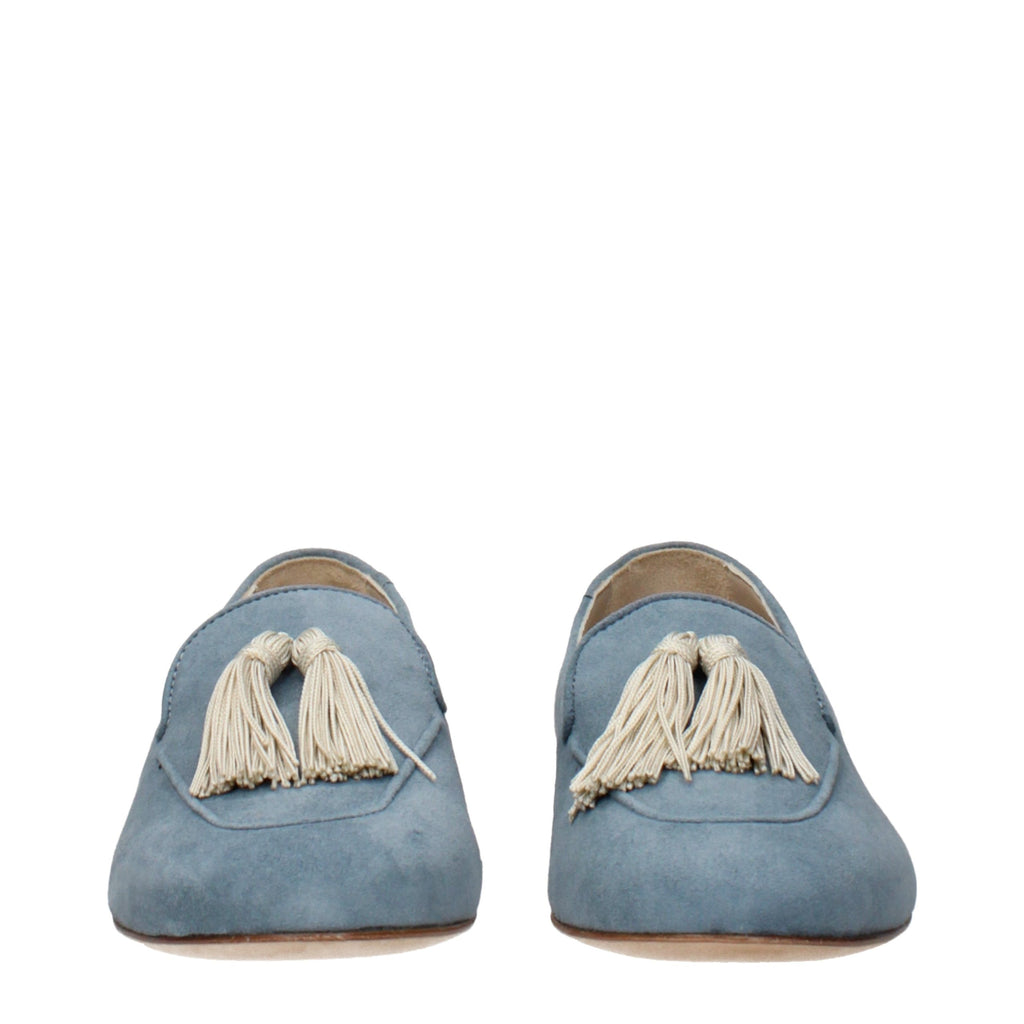 Light Blue Leather Slip-On Loafers