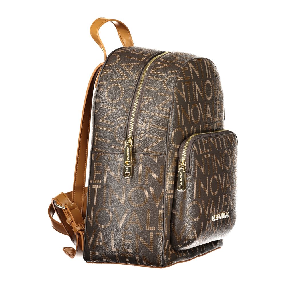 Brown Polyurethane Womens Backpack