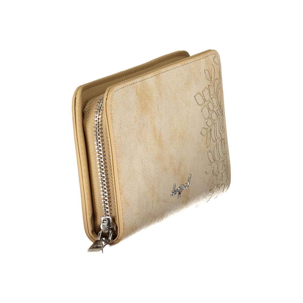 Beige Polyurethane Women Wallet