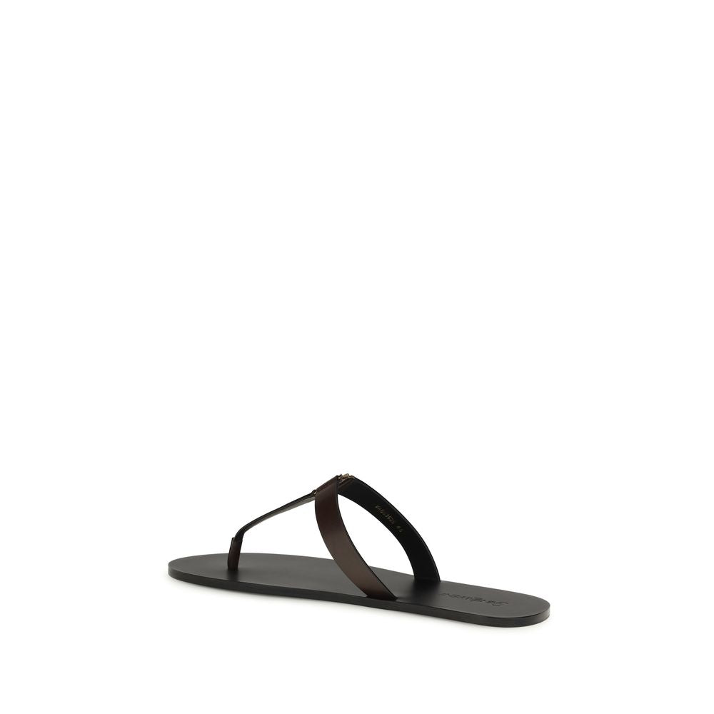 Brown Calf Leather Bos Taurus Flat Sandals