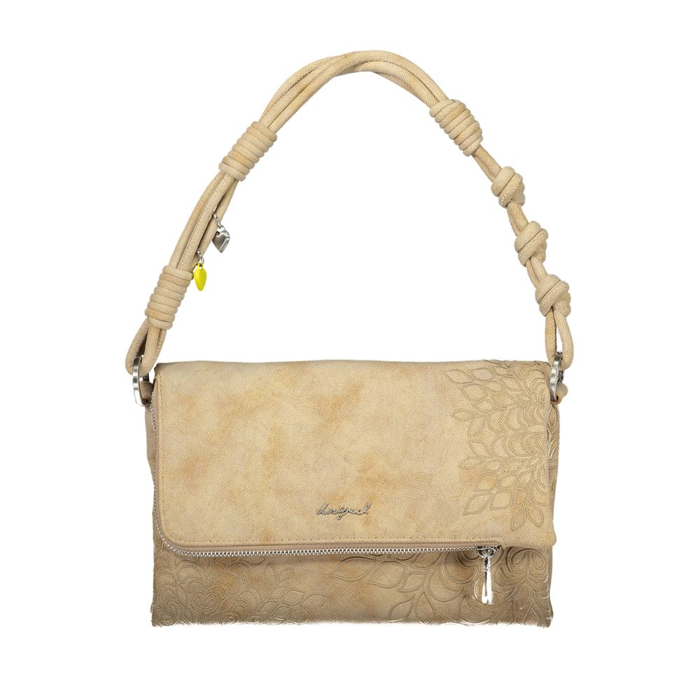 Beige Polyurethane Women Handbag