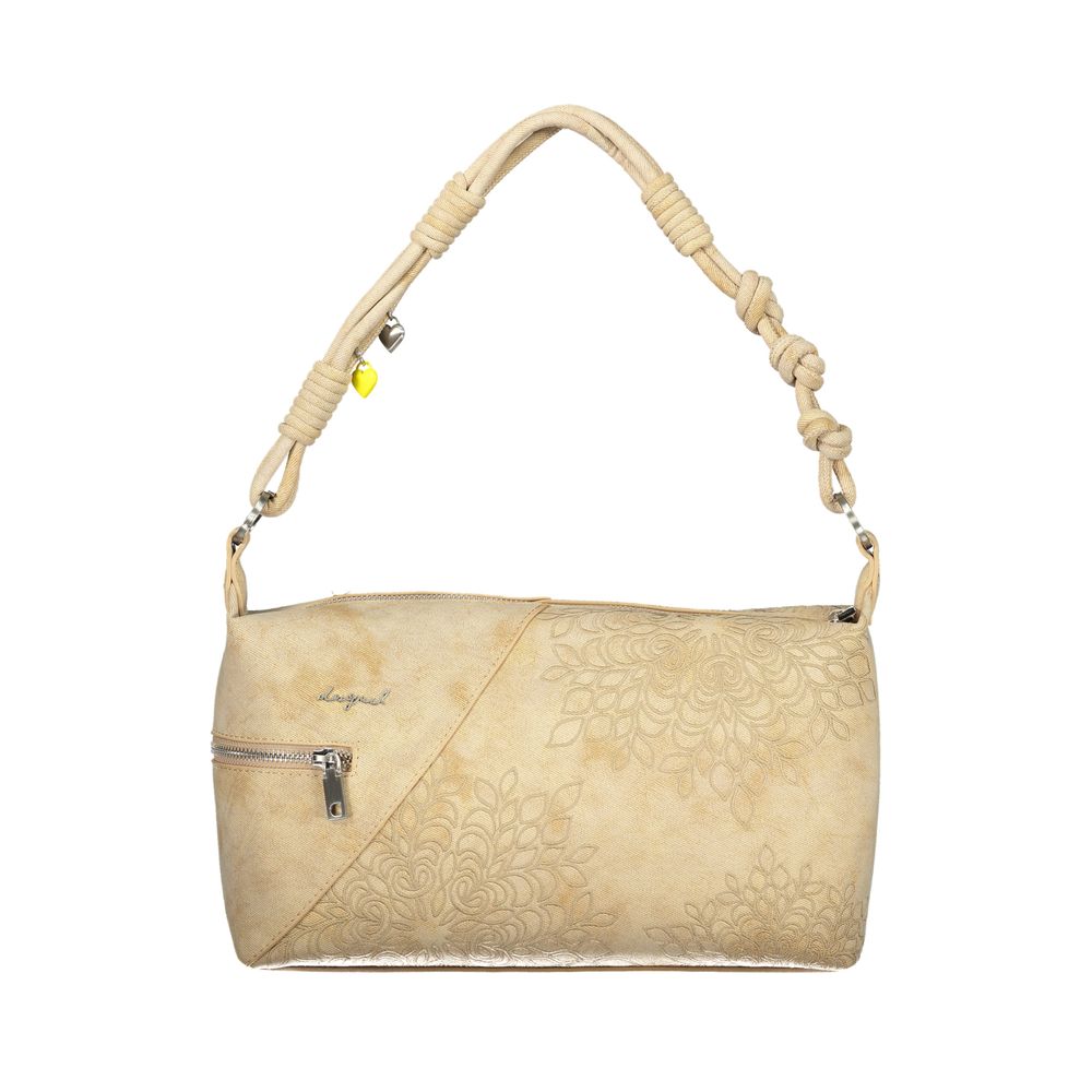 Beige Polyurethane Women's Shoulder Bag