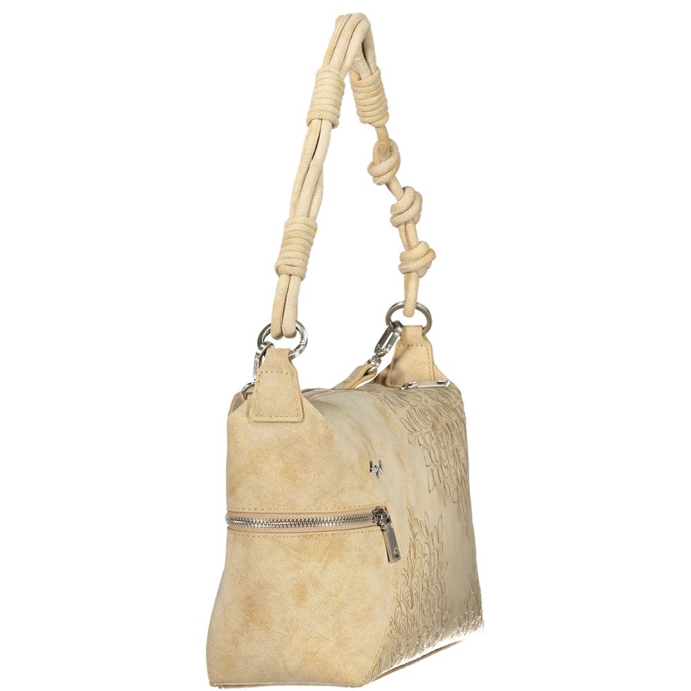 Beige Polyurethane Women's Shoulder Bag