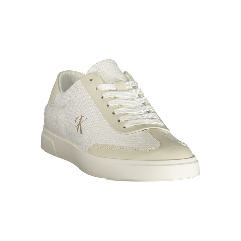 White Polyester Athletic Sneakers