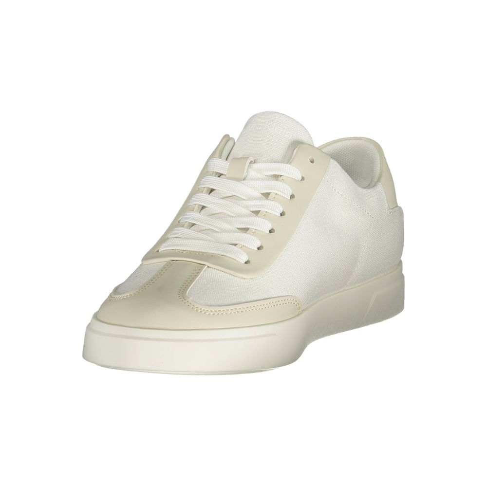 White Polyester Athletic Sneakers