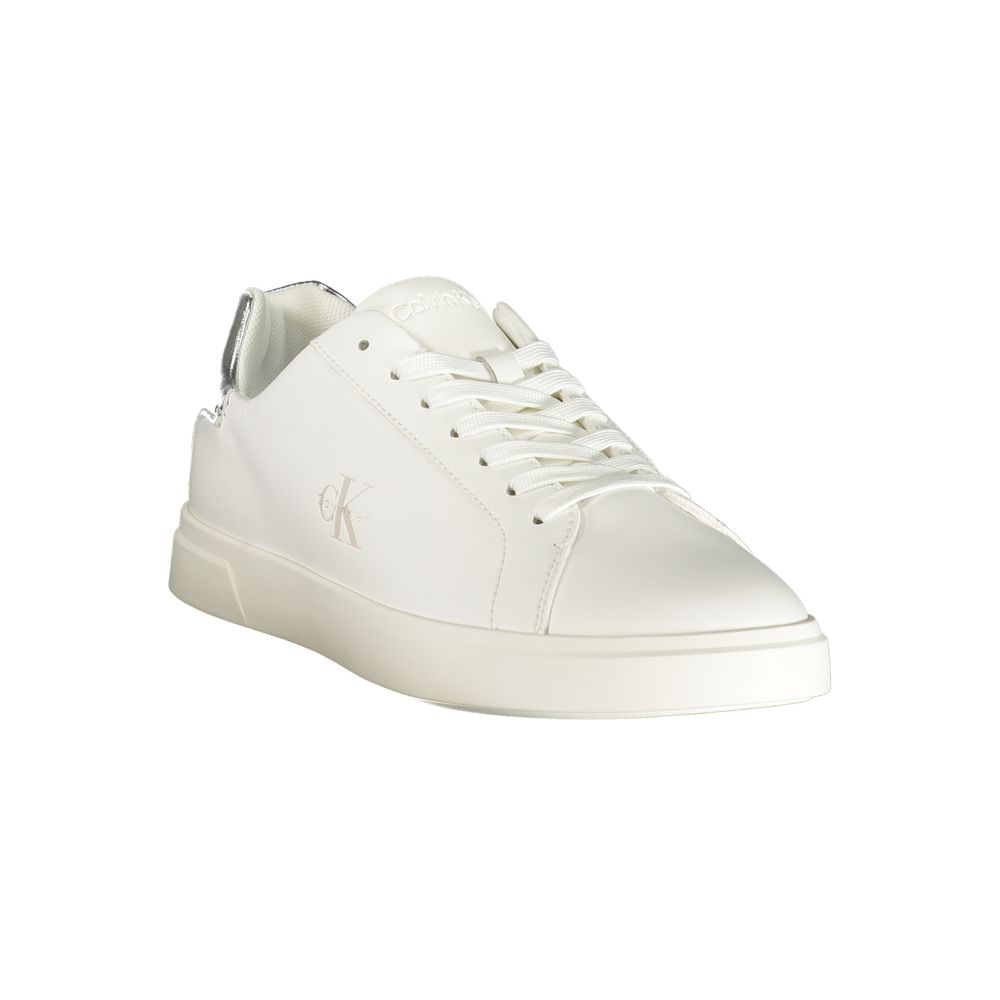 White Polyester Low Top Sneakers