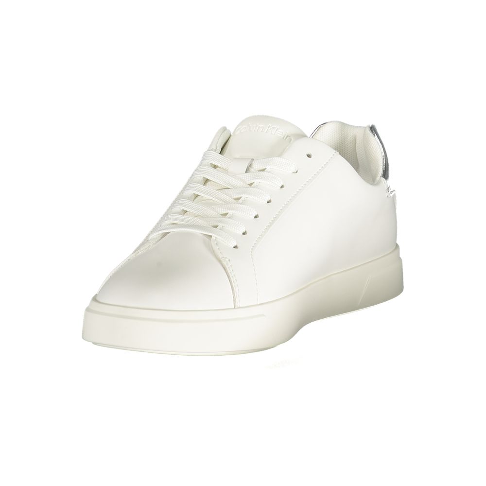White Polyester Low Top Sneakers