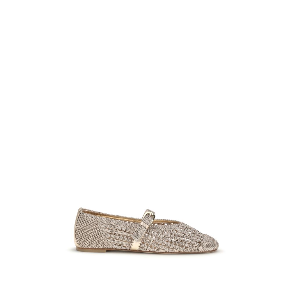 Gold Fabric Ballet Flats
