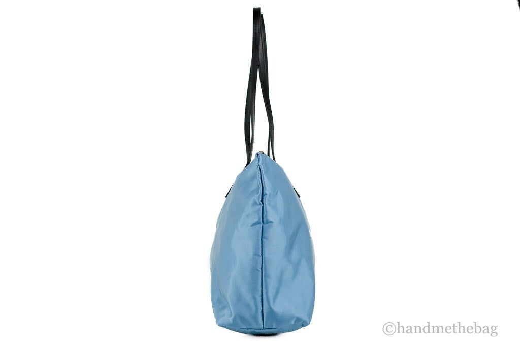 Versace Portuna Medusa Medium Cornflower Blue Nylon Leather Tote Bag Purse