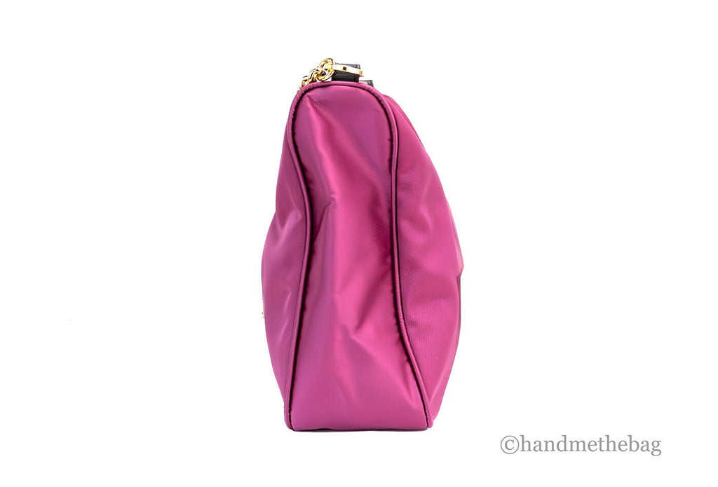 Versace Small Dahlia Nylon Fabric Medusa Pendant Crossbody Shoulder Purse Bag