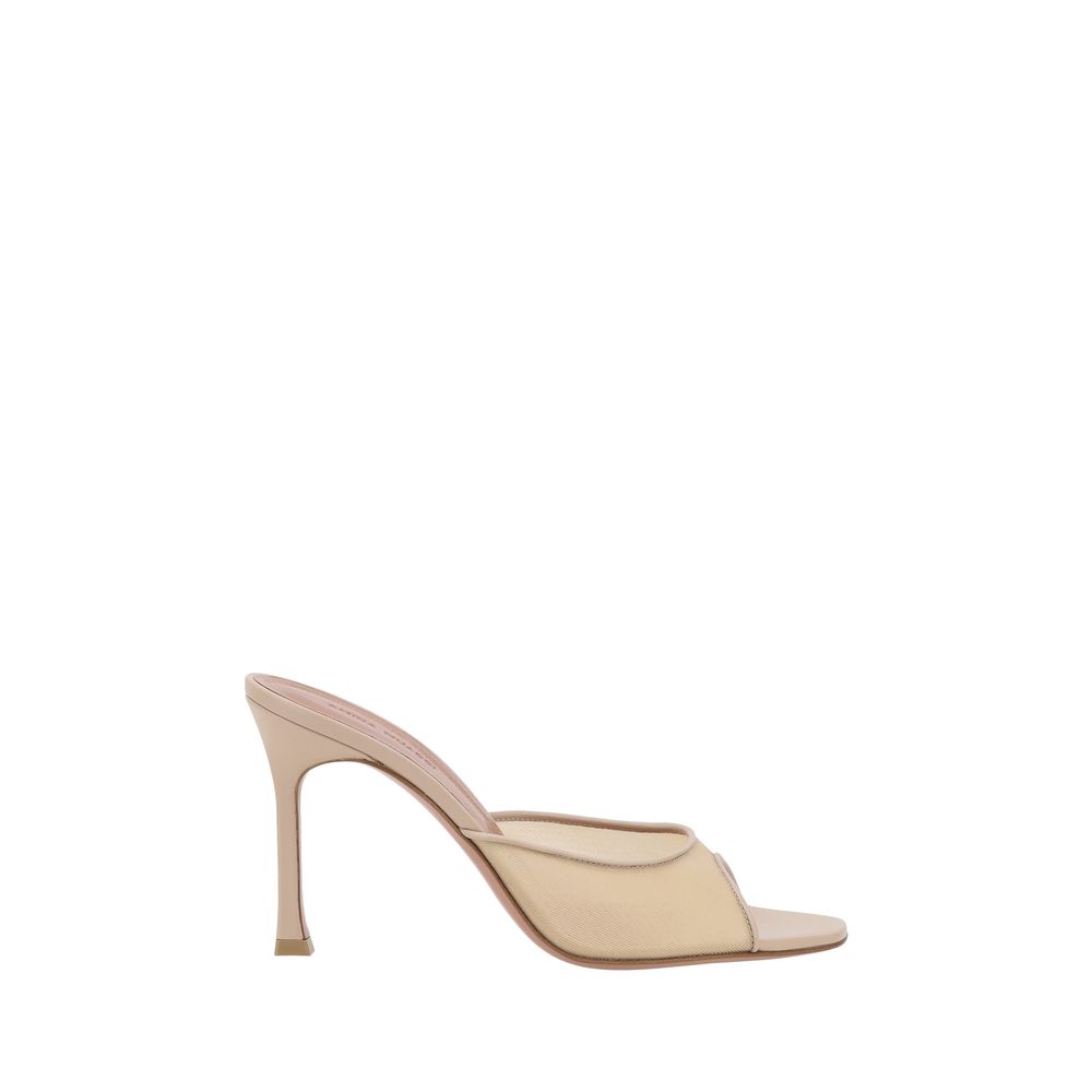 Beige Nylon Stiletto Heel Sandals