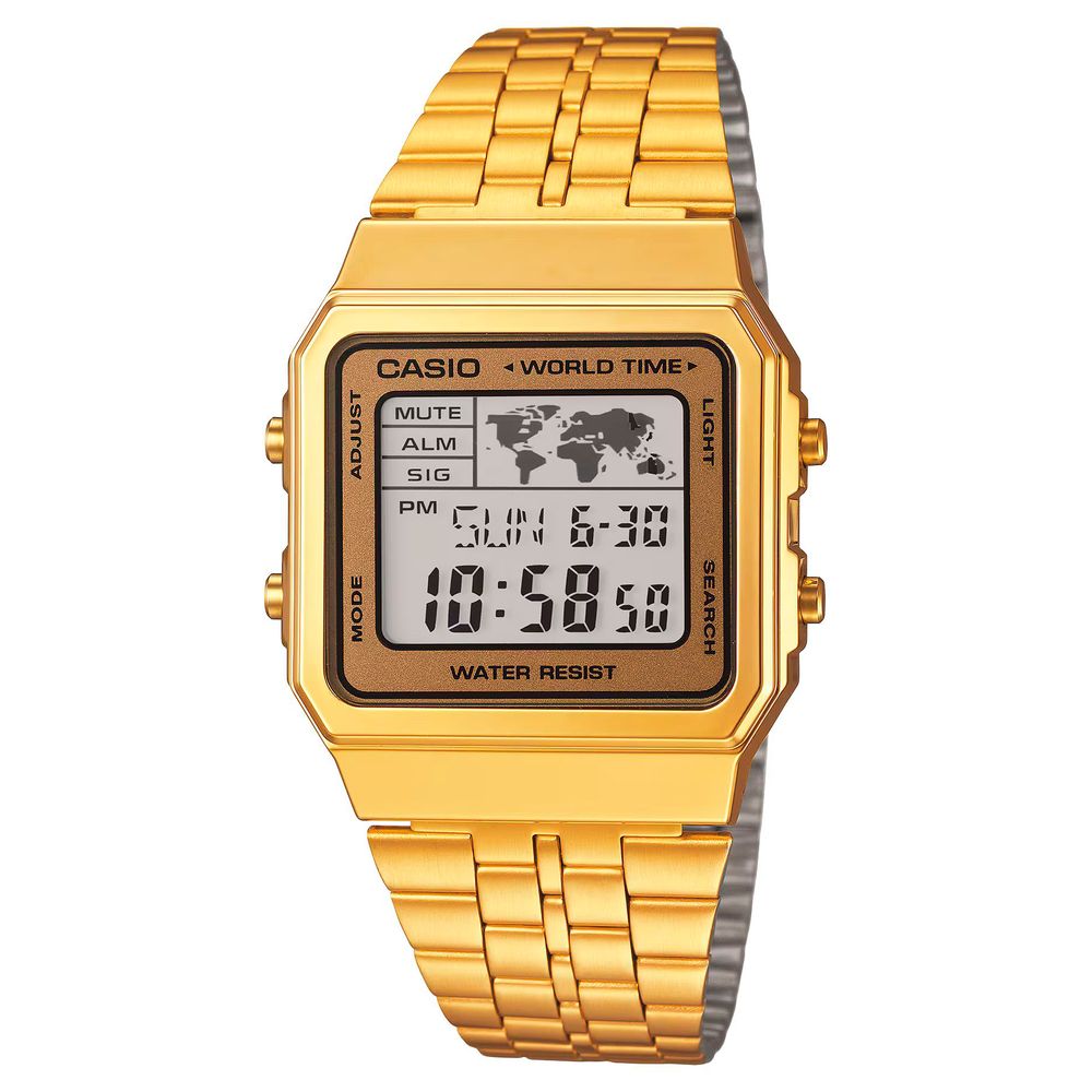Gold Stainless Steel Digital Watch