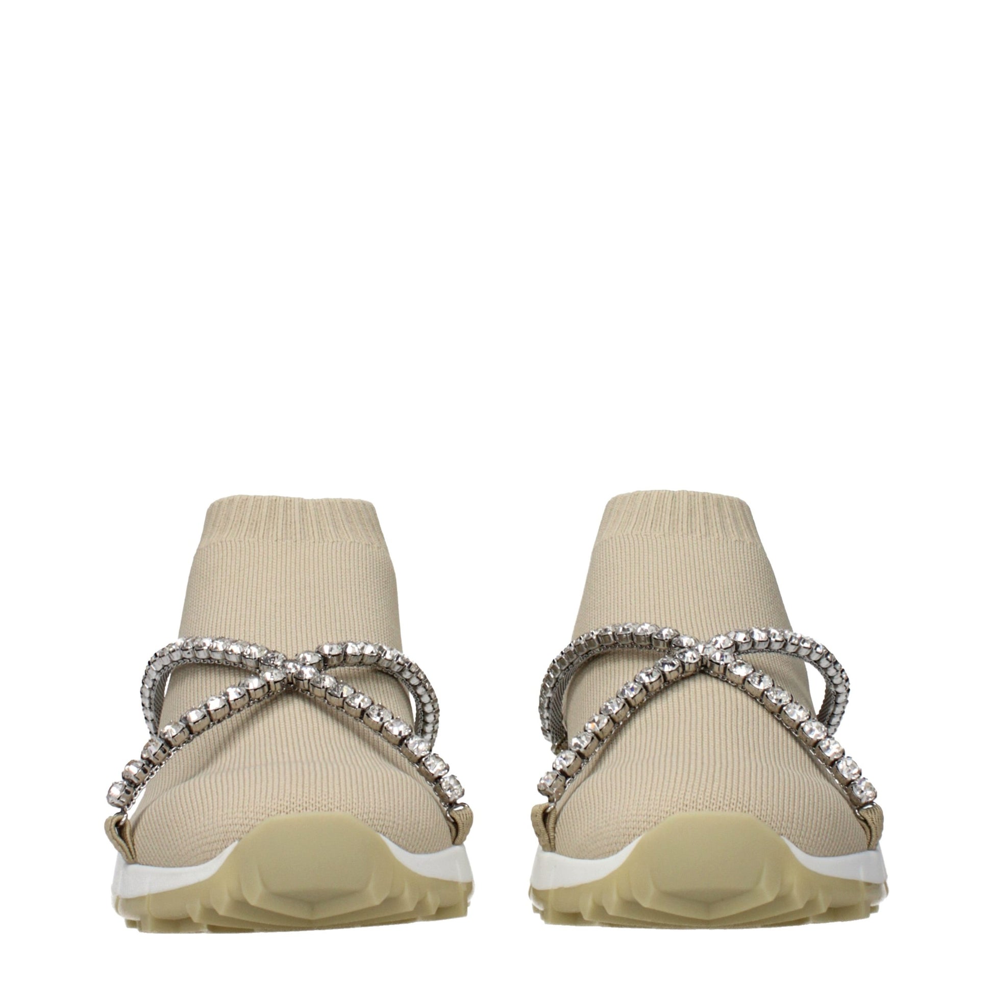 Beige Fabric Slip-On Loafers