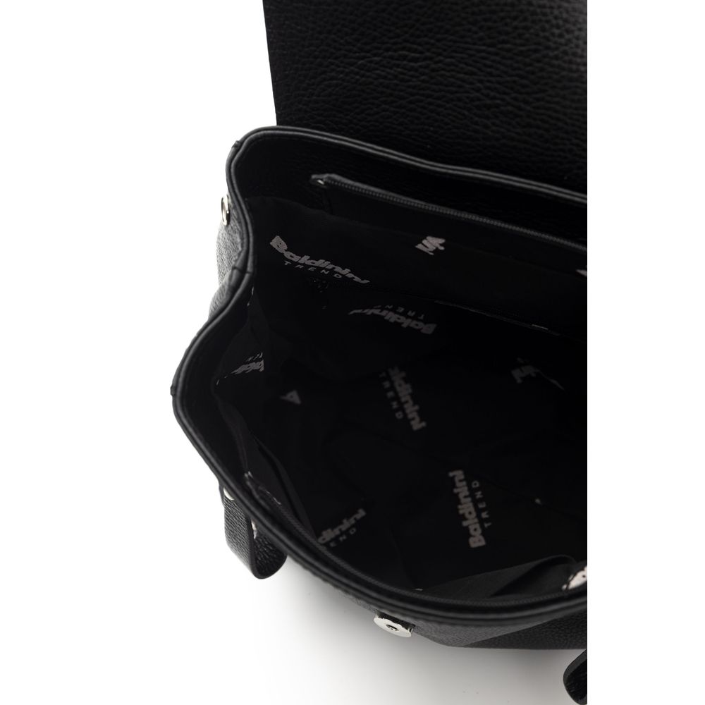 Black Leather Women Backpack