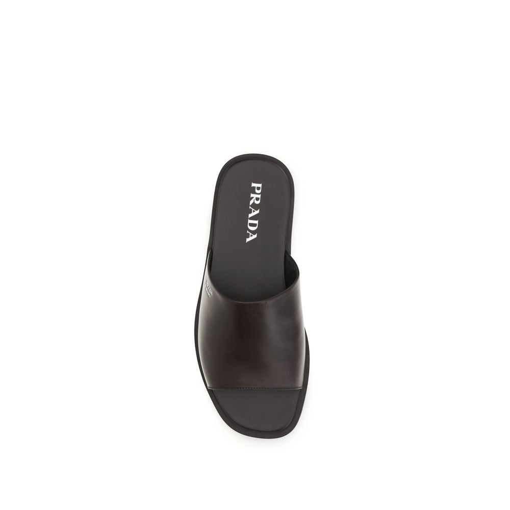 Brown Calf Leather Bos Taurus Flat Sandals
