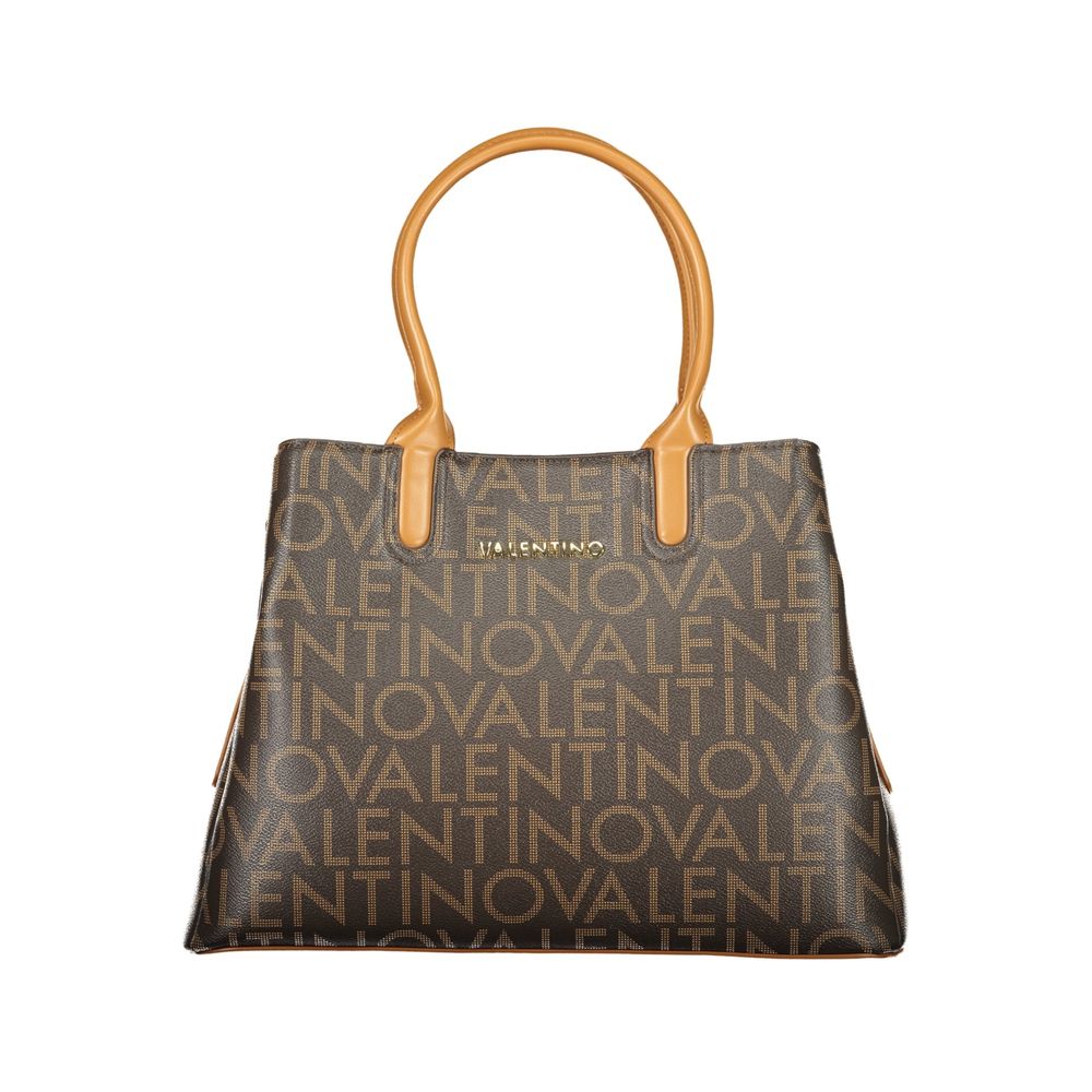 Brown Polyurethane Women's Bag With Handles