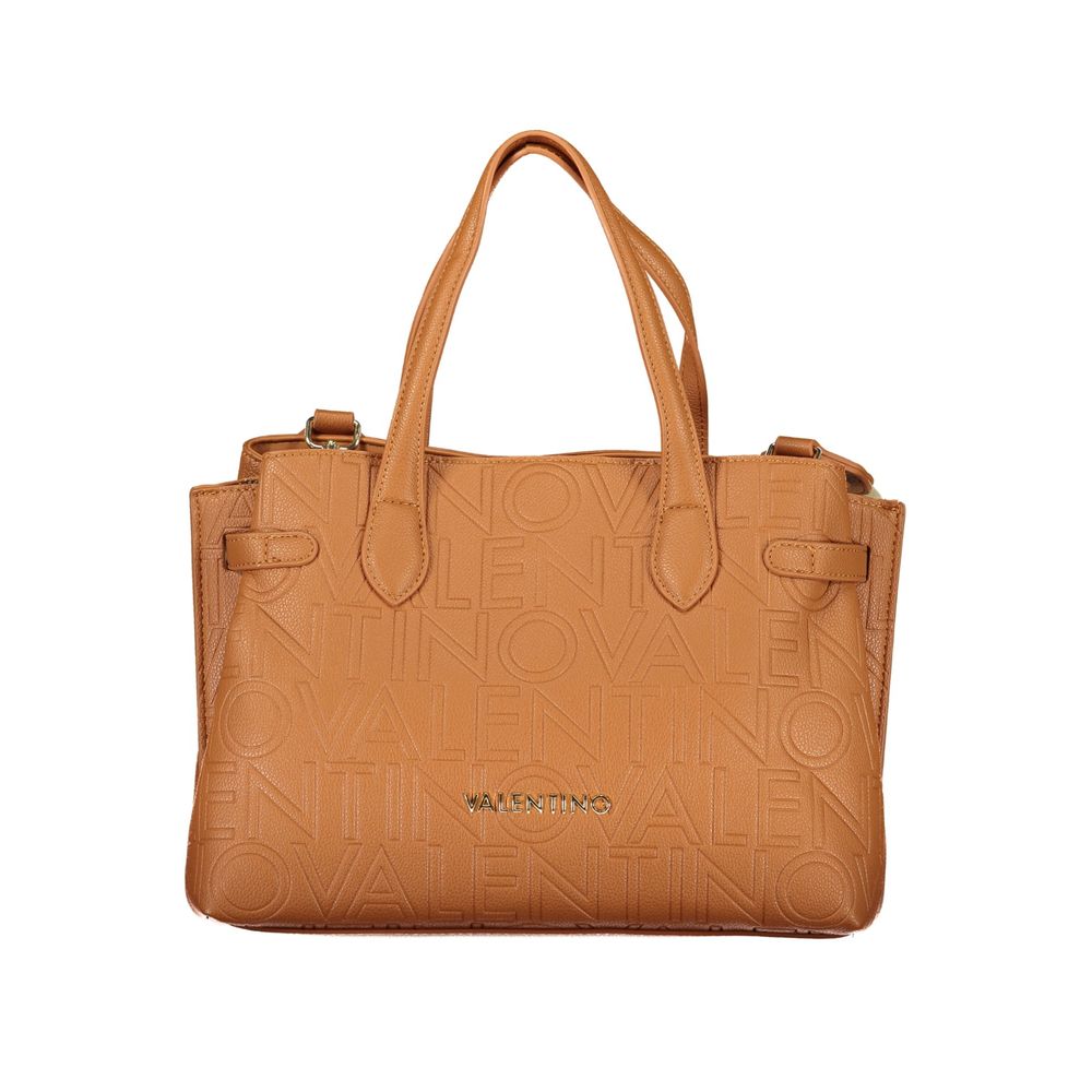 Brown Polyurethane Women's Bag with Adjustable Shoulder Strap