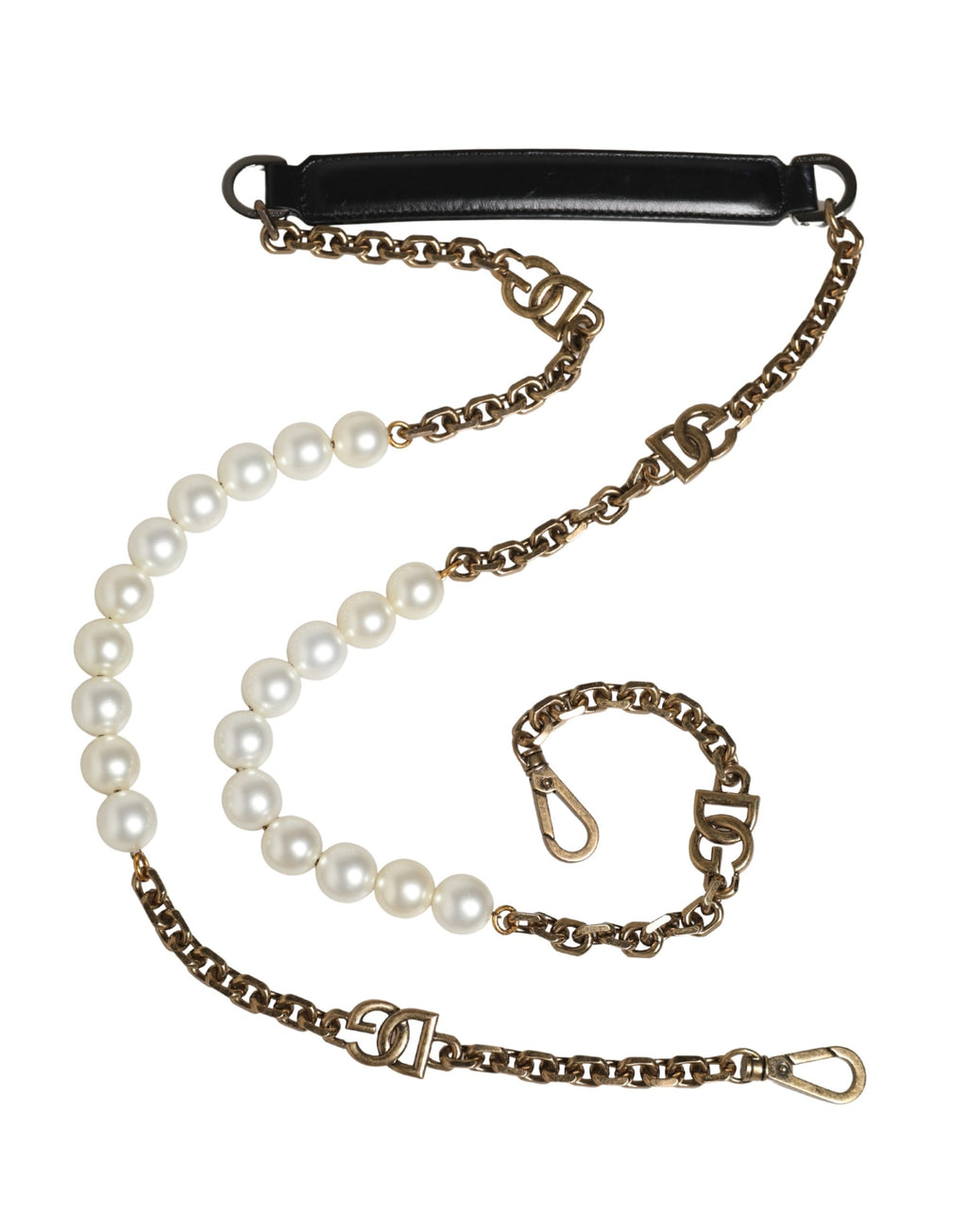 Black Leather Gold Chain Bag Accessory Shoulder Strap