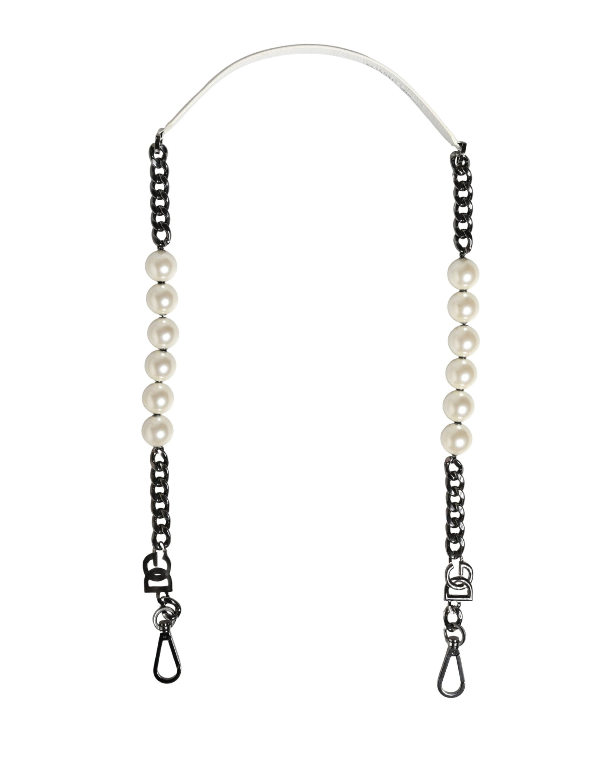 White Leather Silver Chain Bag Accessory Shoulder Strap