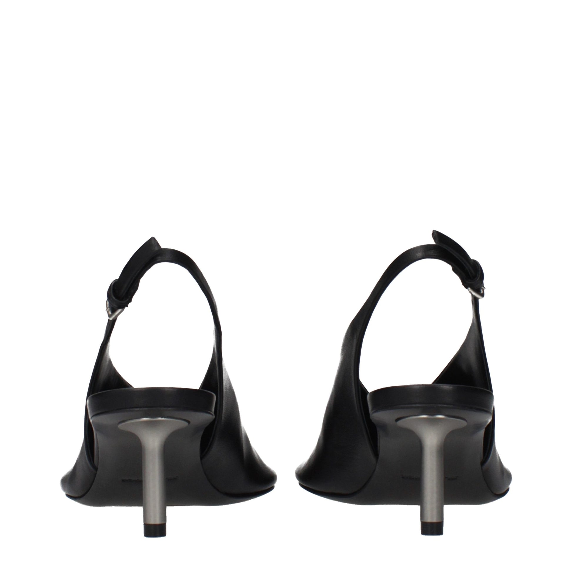 Black Leather High Heel Pumps