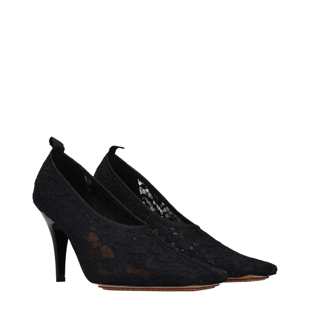 Black Fabric High Heel Pumps