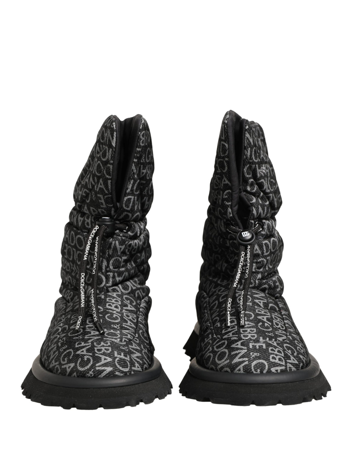 Black Logo Print Lace Up Snow Boots Shoes