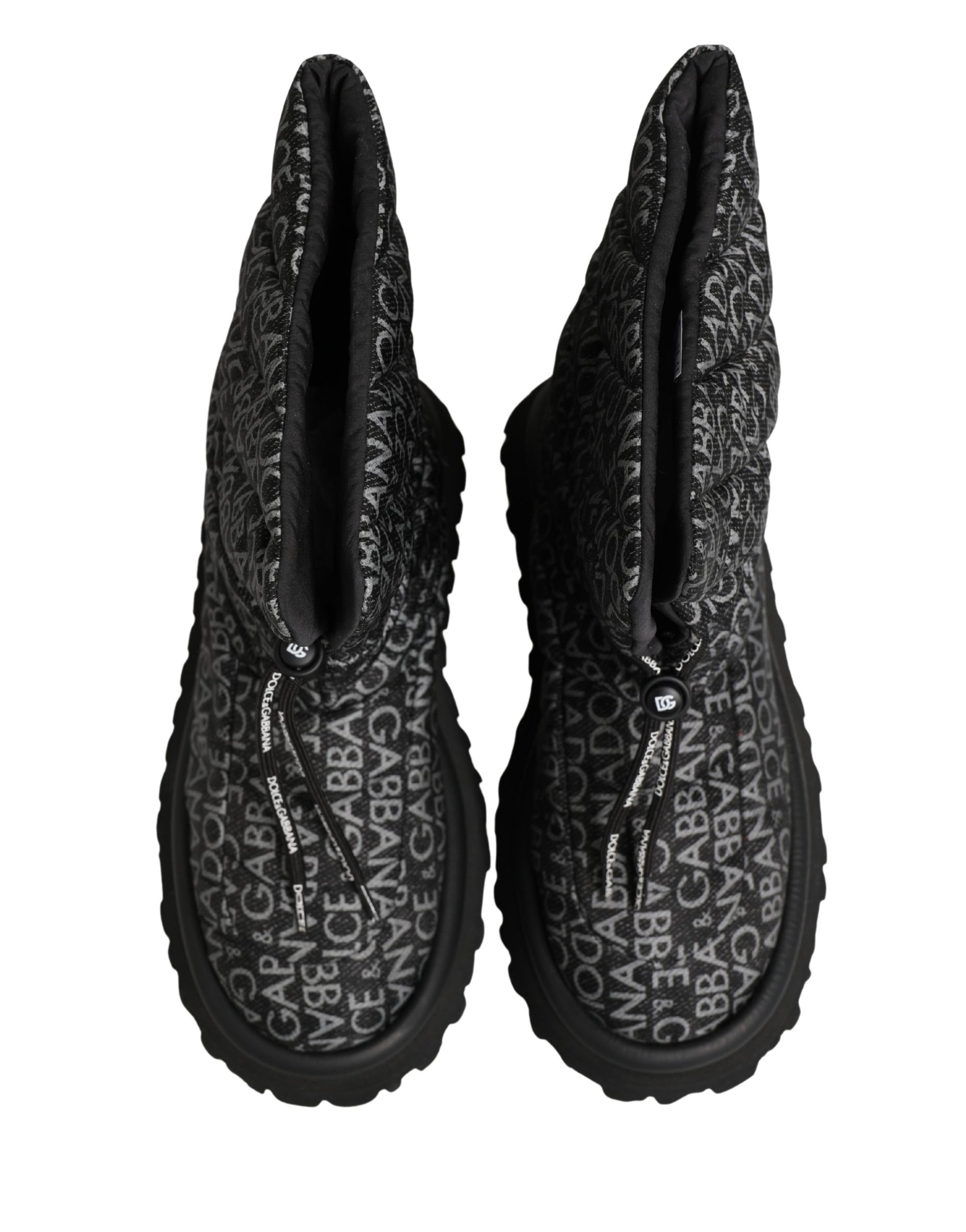 Black Logo Print Lace Up Snow Boots Shoes