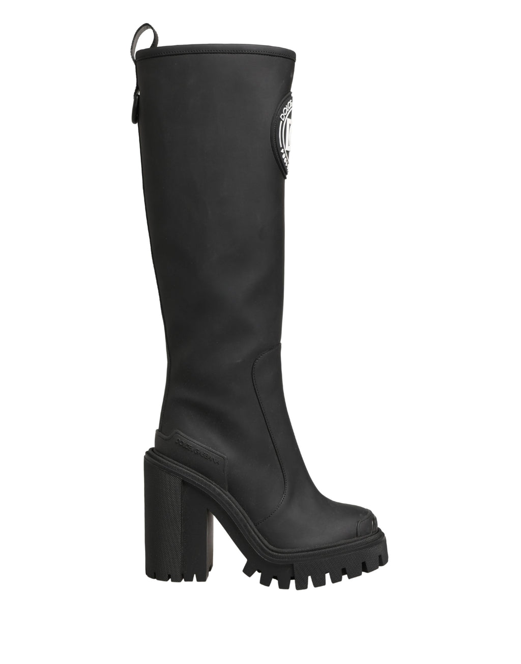 Black Rubberised Leather High Boots Shoes