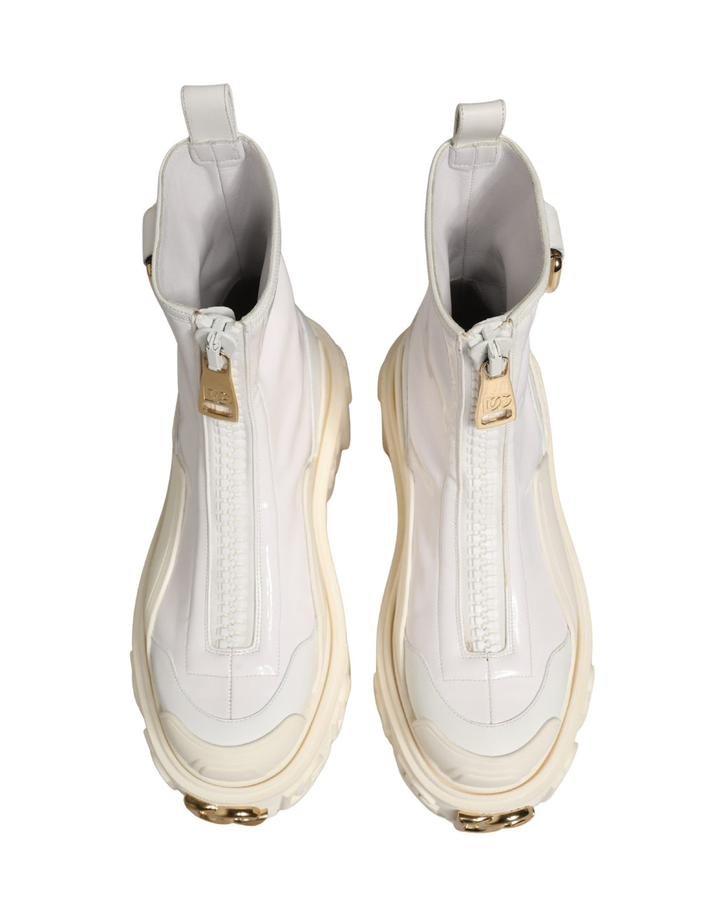 White Leather Rubber Logo Ankle Boots Shoes