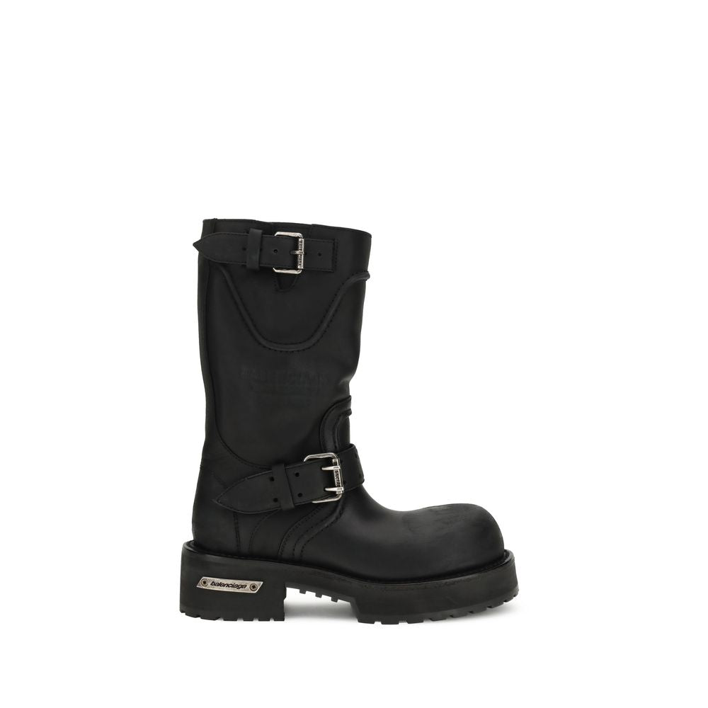 Black Calf Leather Bos Taurus Lace-Up Boots