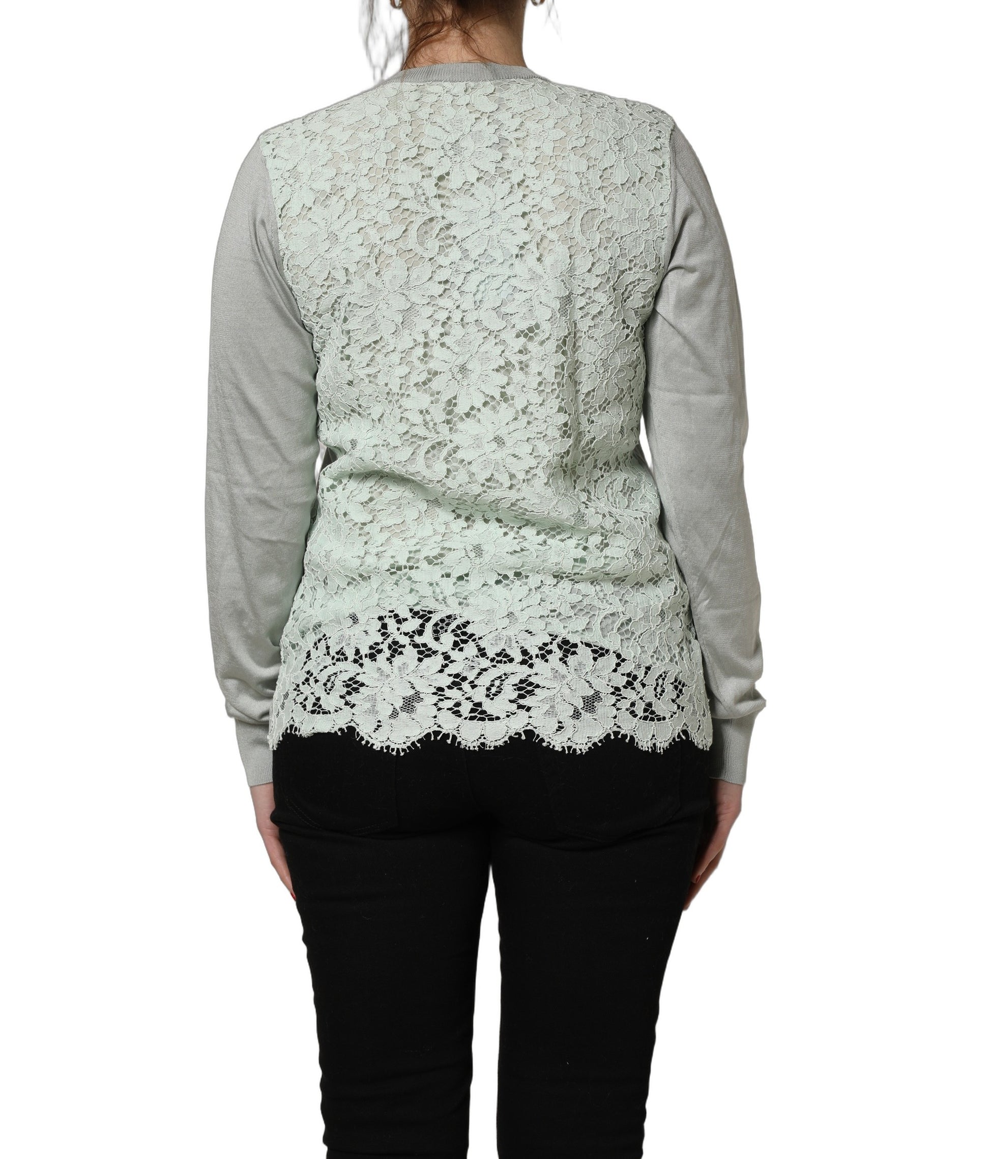 Green Button Down Silk Long Sleeve Cardigan Sweater