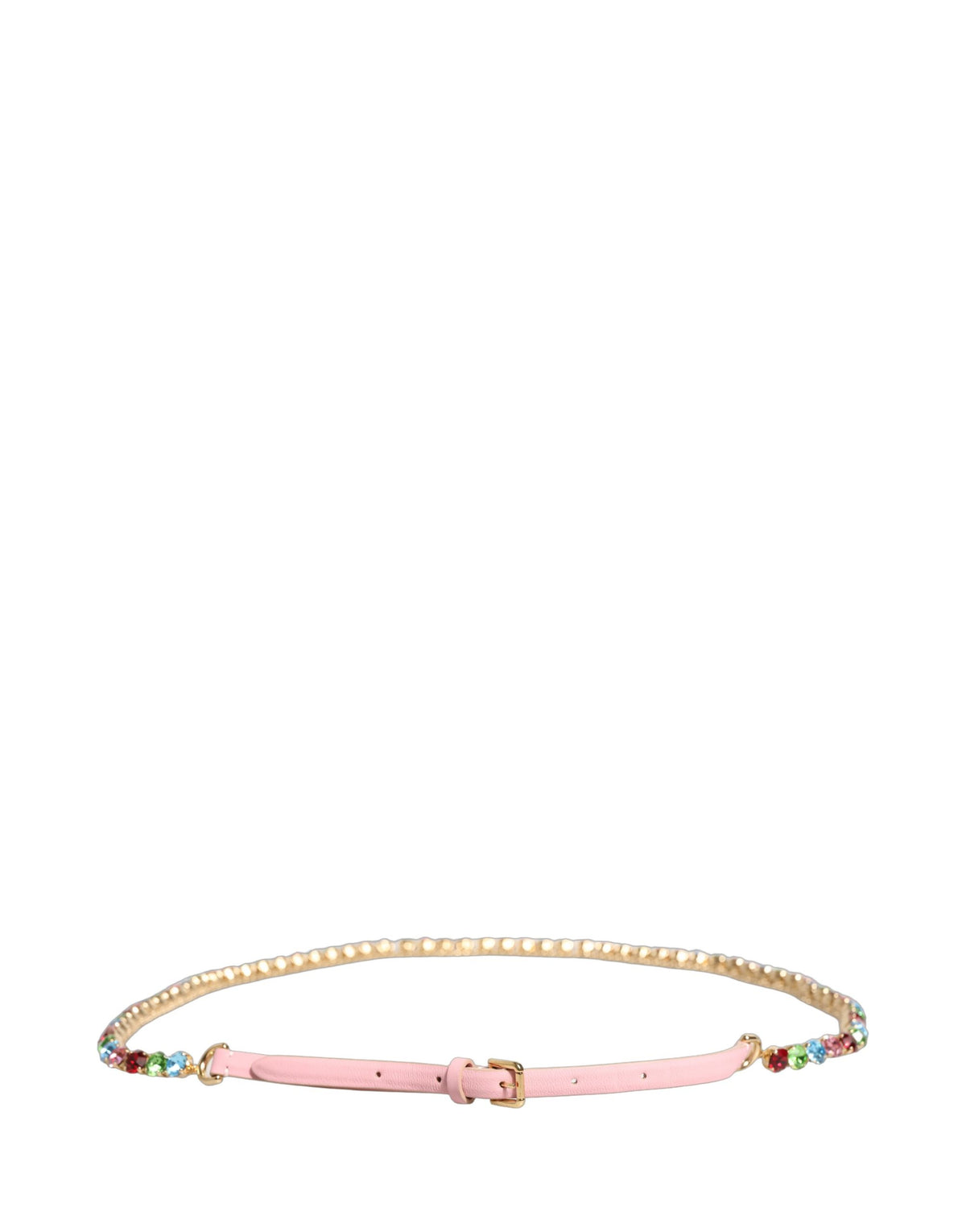 Pink Leather Crystal Chain Embellished Belt