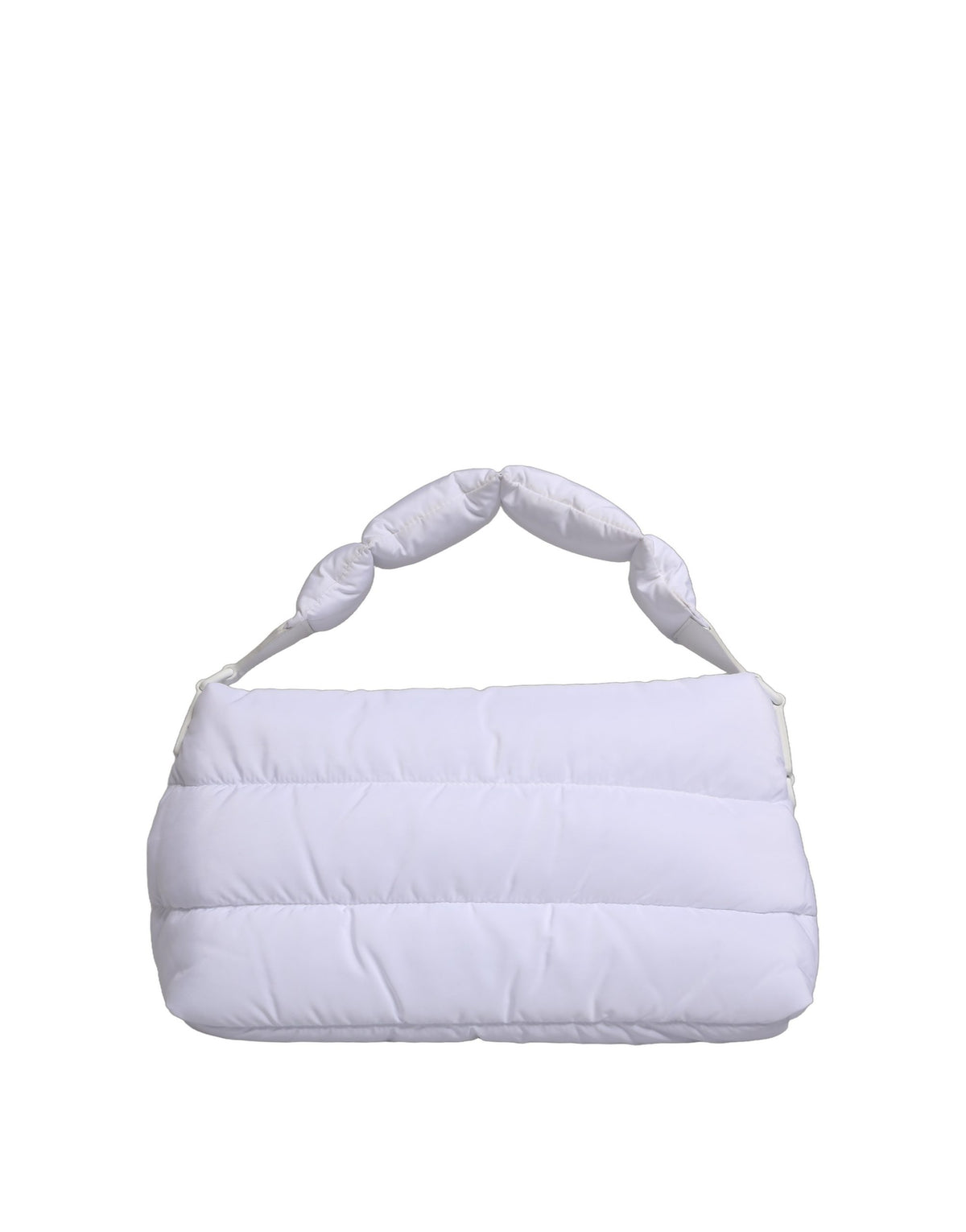 White Logo Plaque Polyester Quilted Shoulder Borse Bag