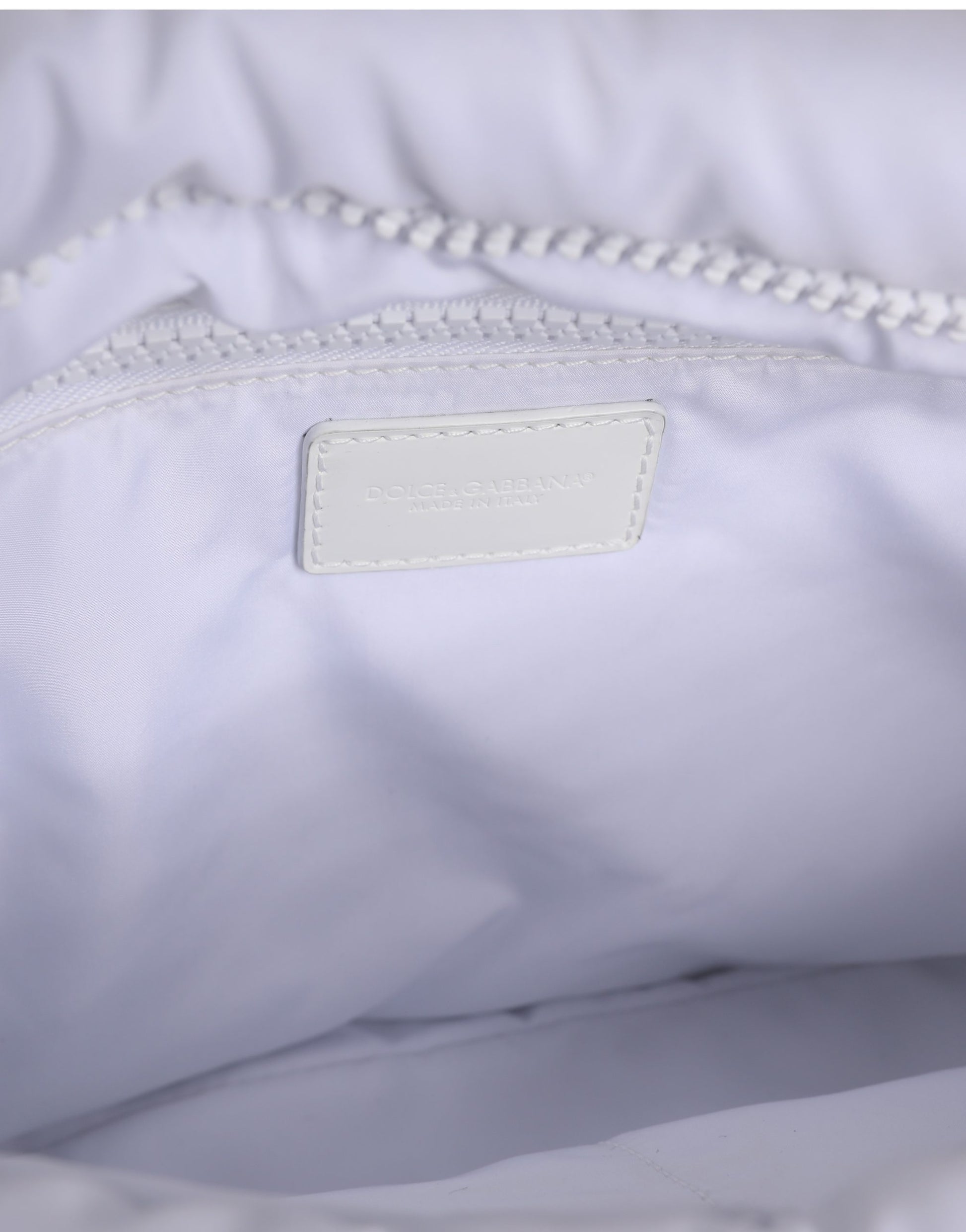 White Logo Plaque Polyester Quilted Shoulder Borse Bag