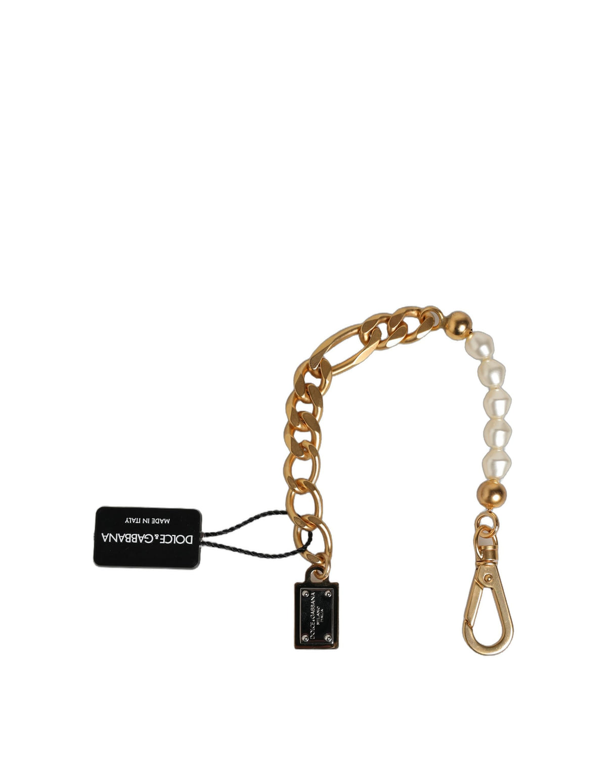 Gold Brass Pearl Embellished Chain Link Jewelry Bracelet