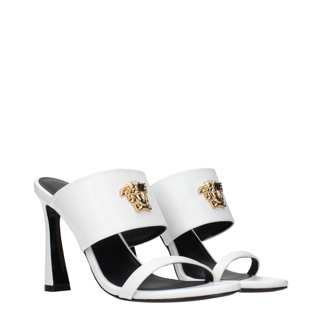 White Leather Stiletto Heel Sandals