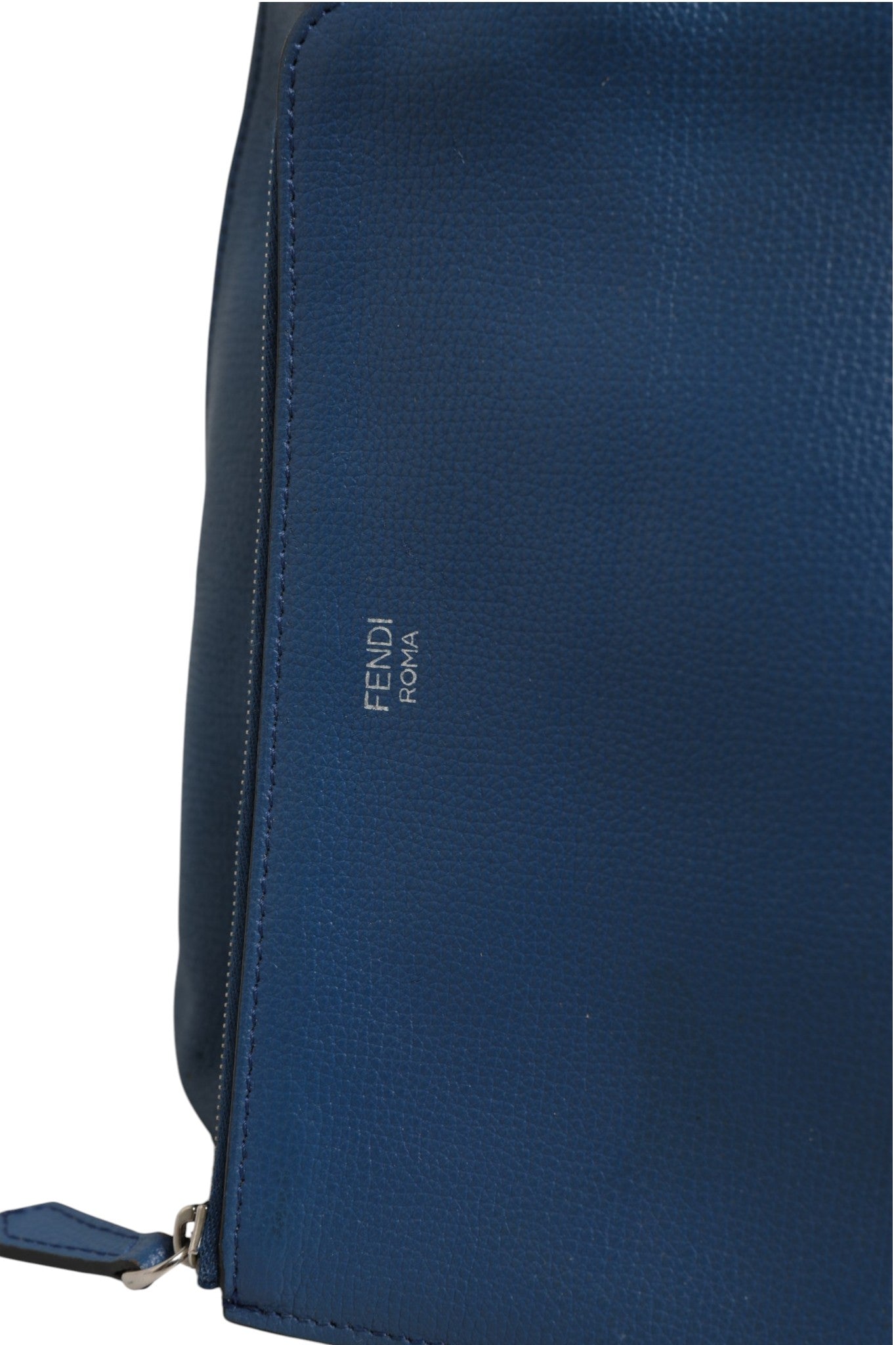 Leather Navy Blue Shopping Tote