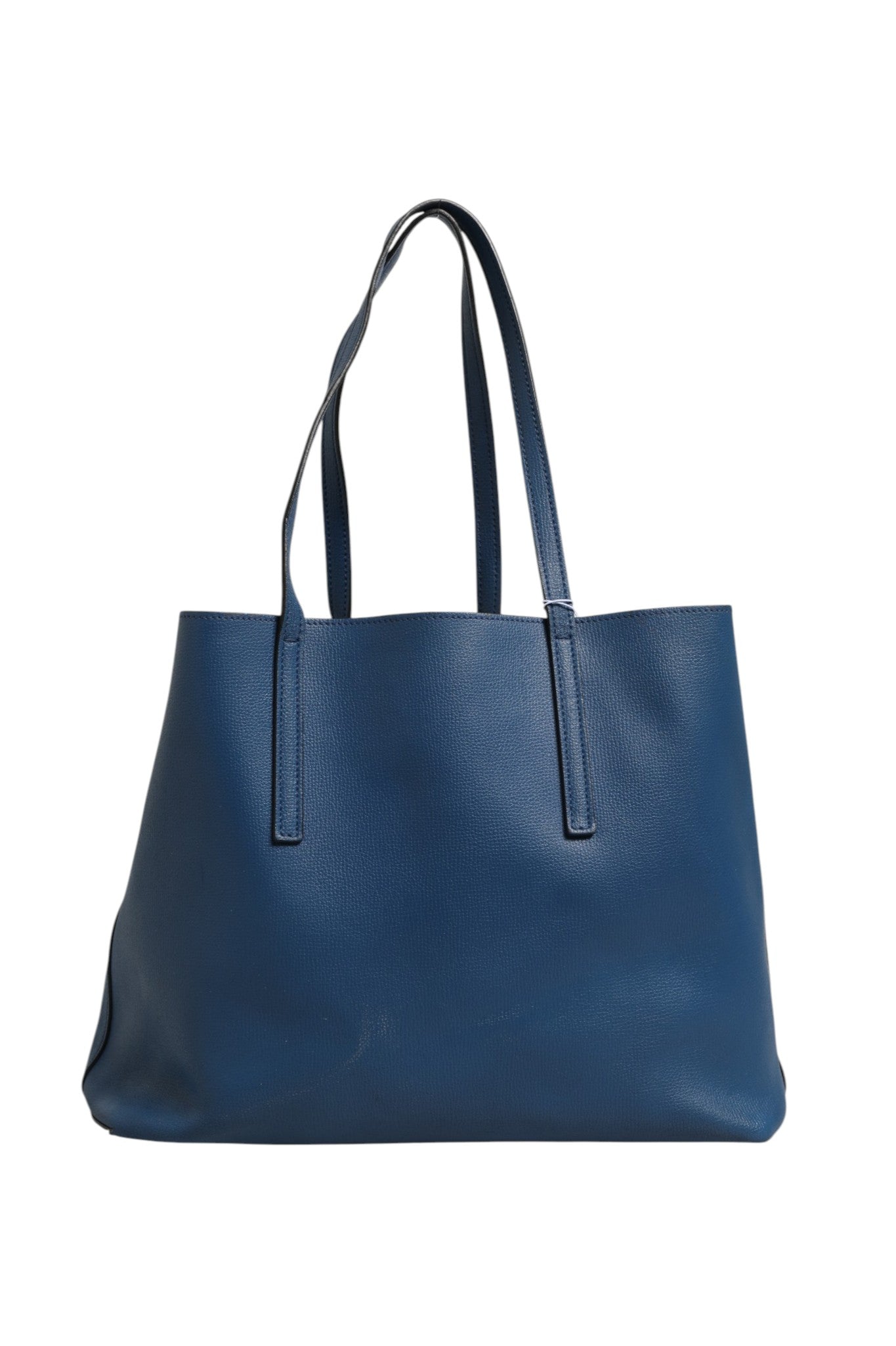 Leather Navy Blue Shopping Tote