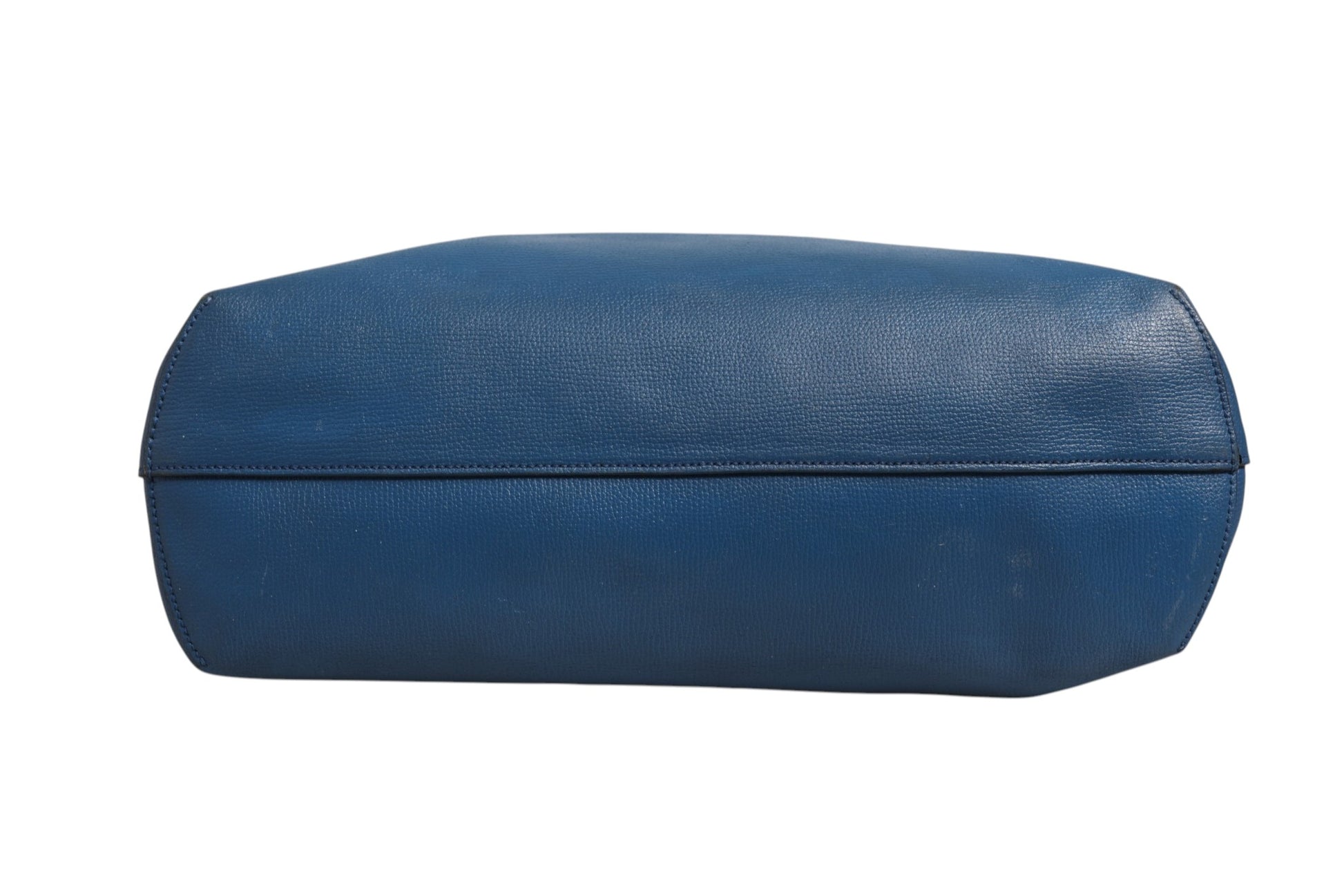 Leather Navy Blue Shopping Tote