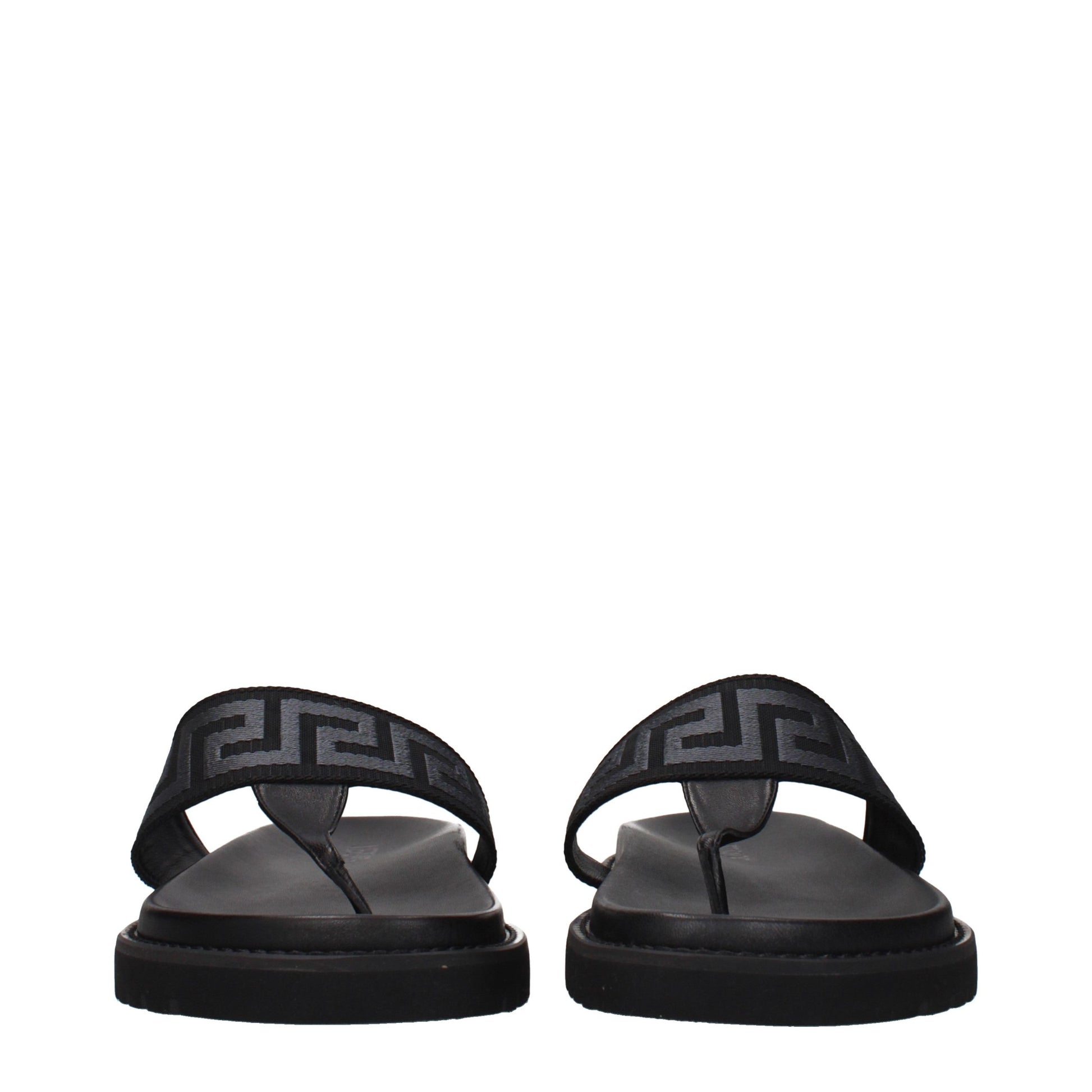 Black Fabric Flip-Flop Sandals