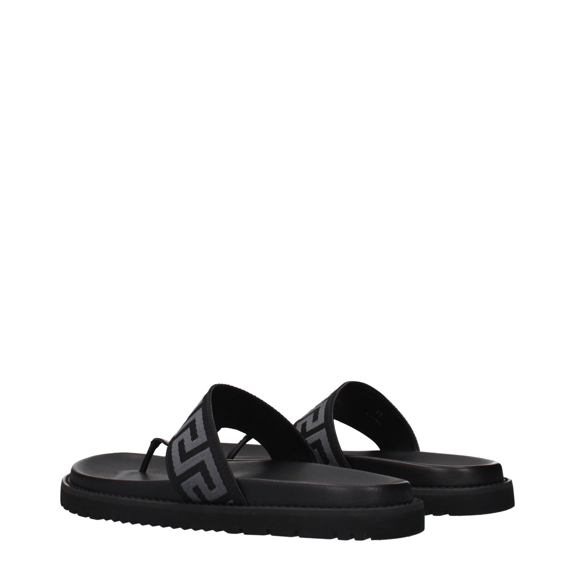 Black Fabric Flip-Flop Sandals