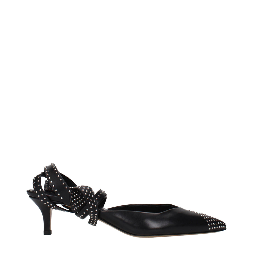 Black Leather High Heel Pumps