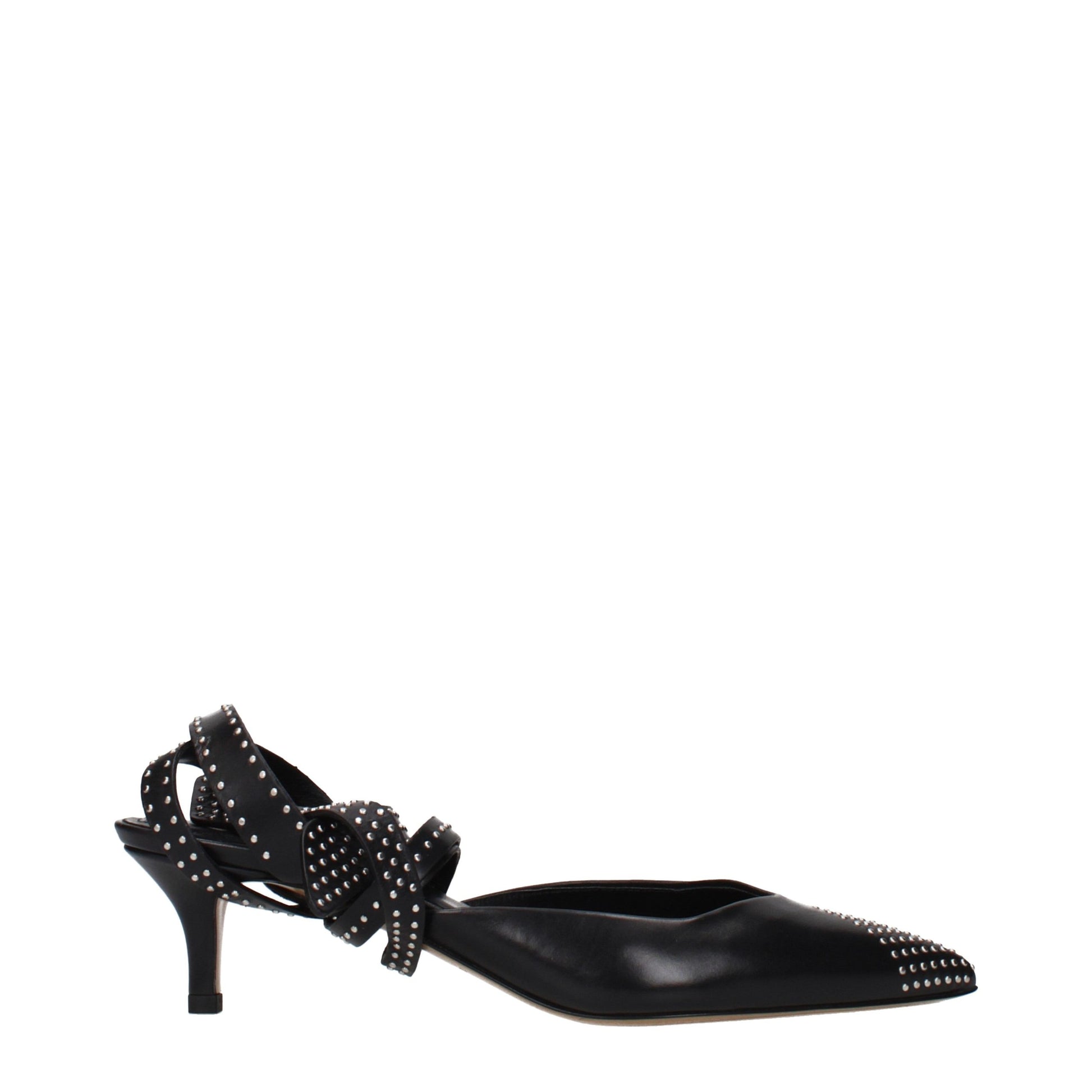 Black Leather High Heel Pumps