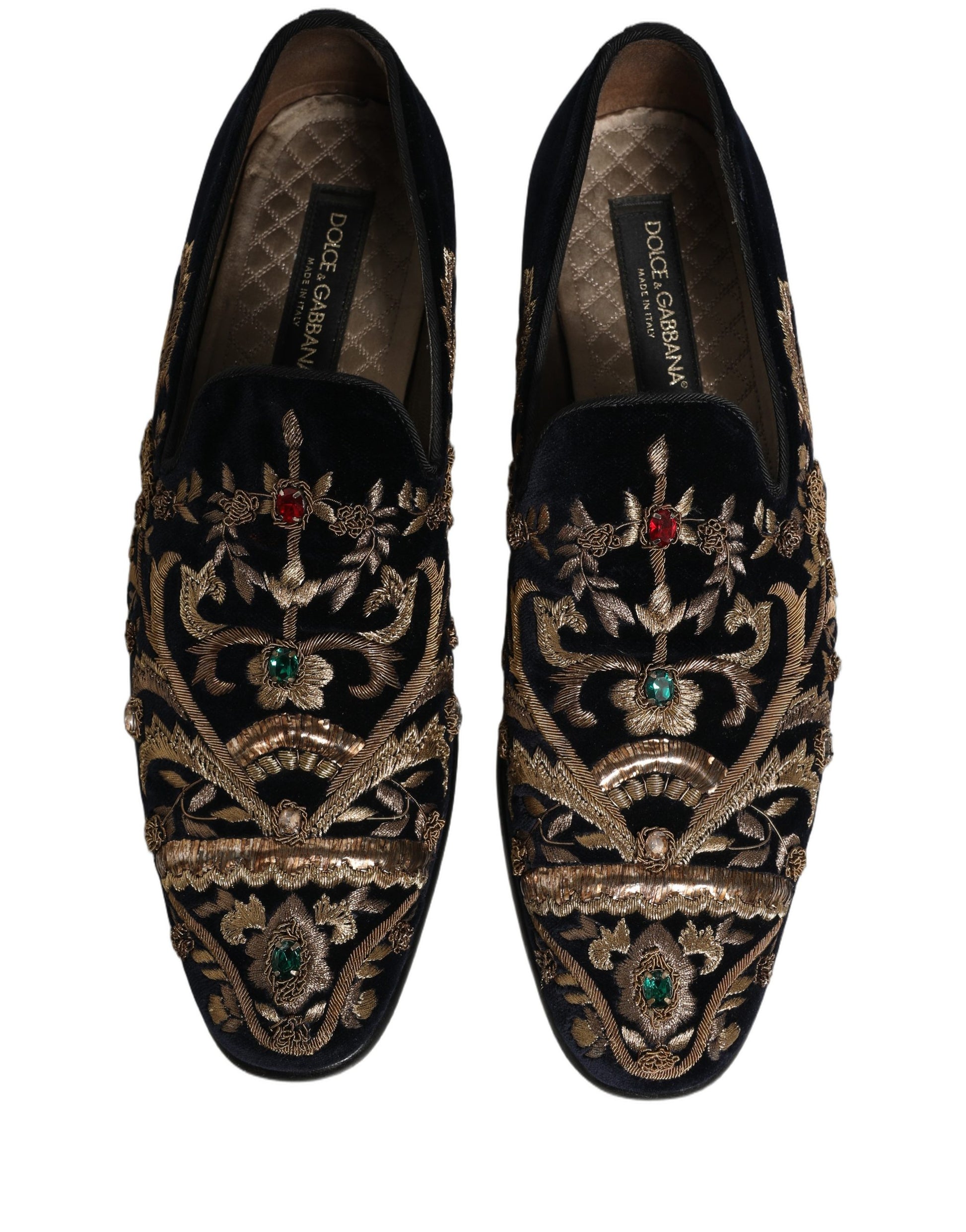 Black Velvet Embellished Dress Loafers Shoes
