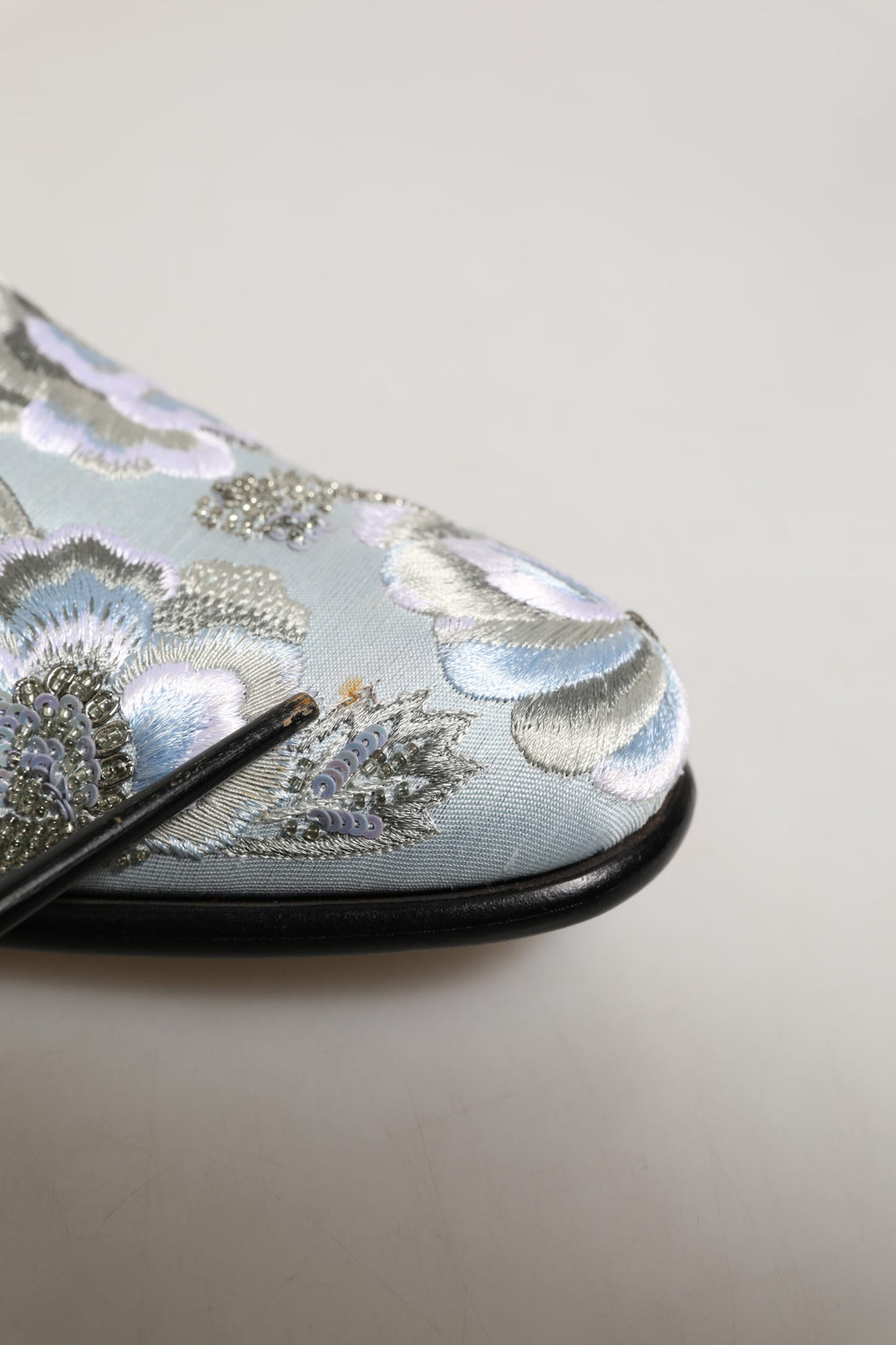 White Floral Embellished Men Loafers Shoes