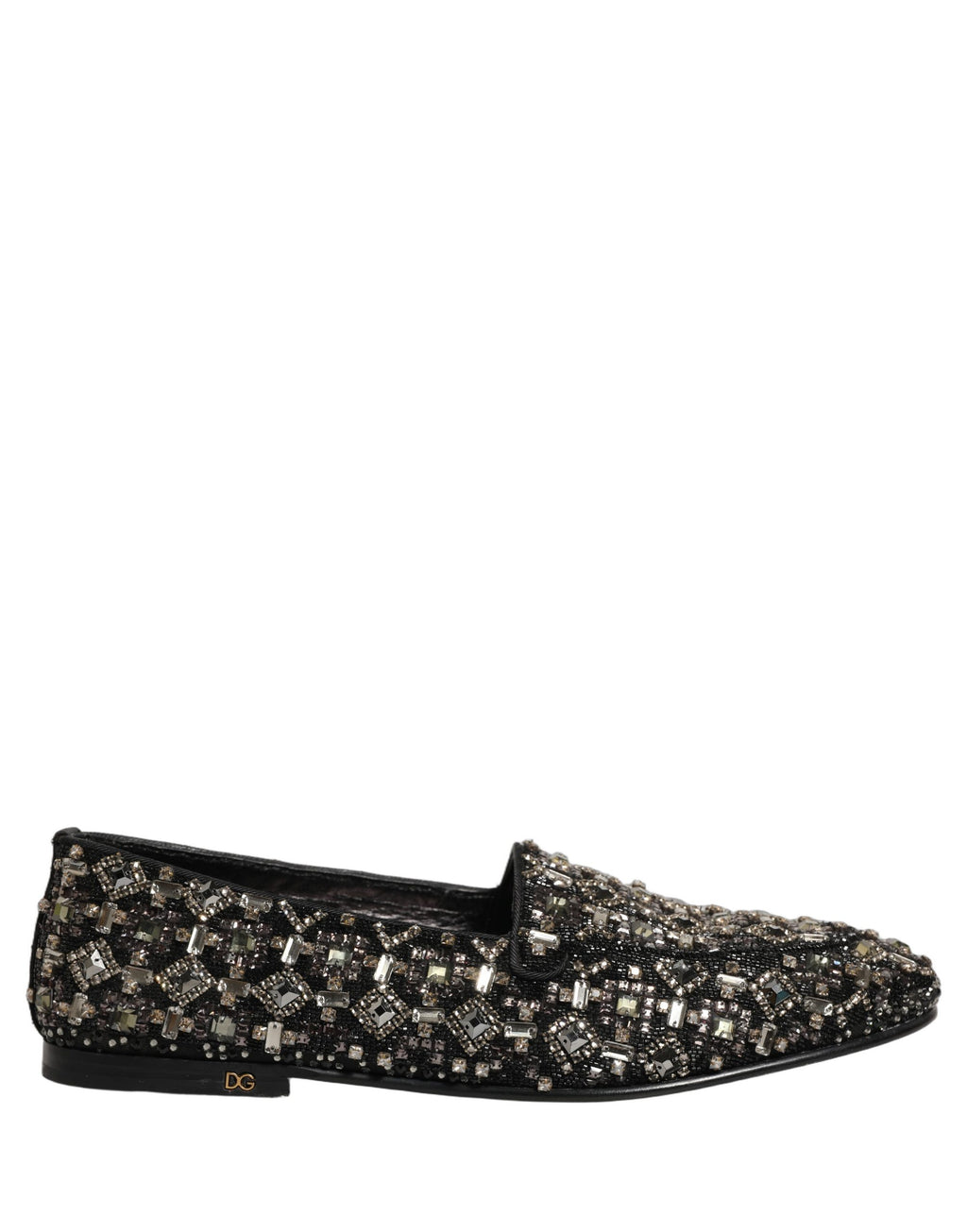 Black Crystal Embellished Dress Loafers Shoes