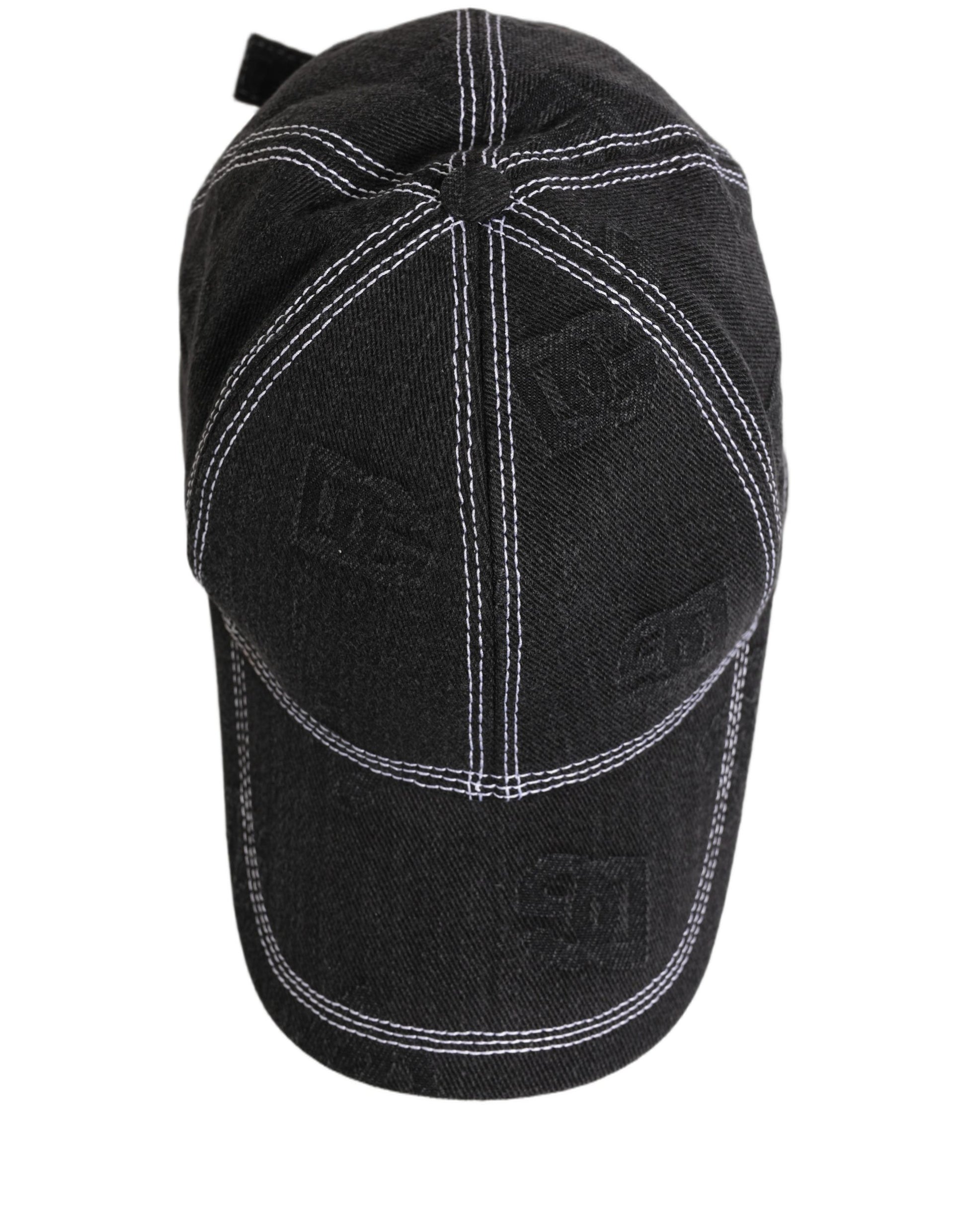 Men Black Cotton 6 Panel Baseball Capello Hat