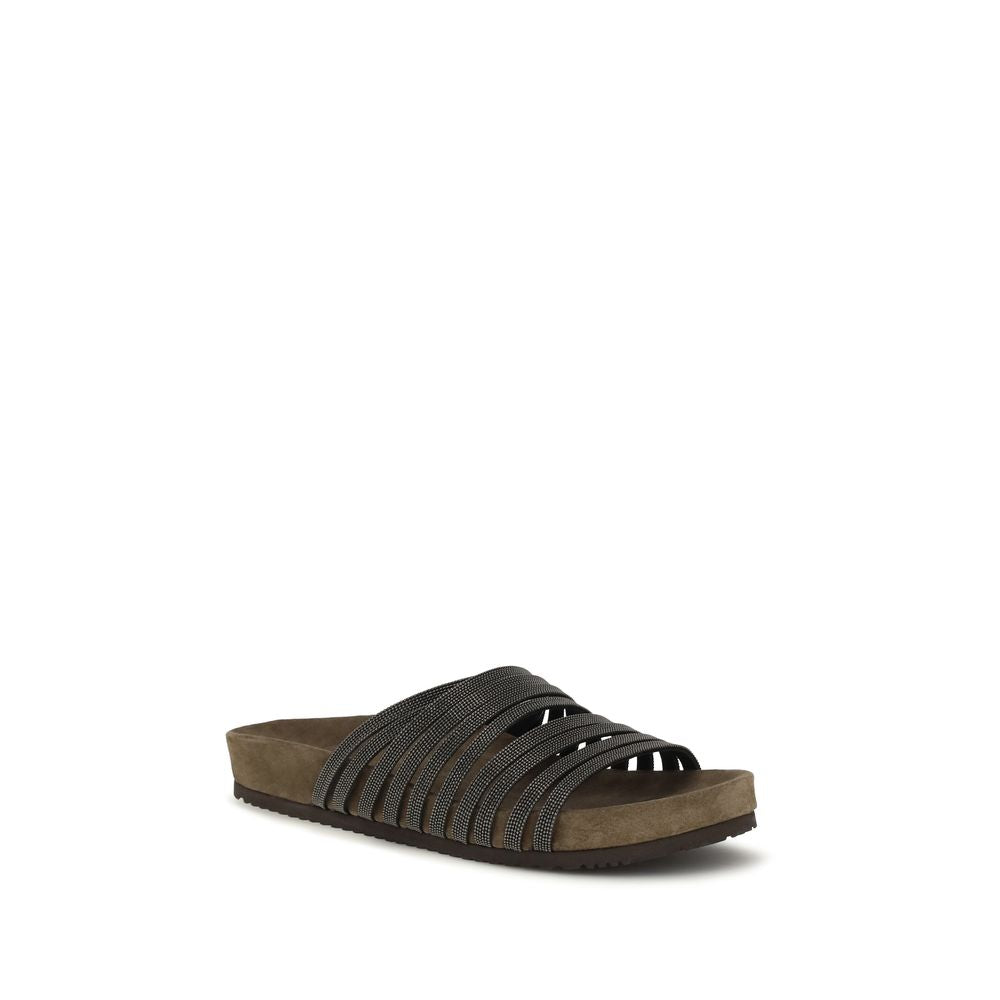 Black Calf Leather Bos Taurus Flat Sandals